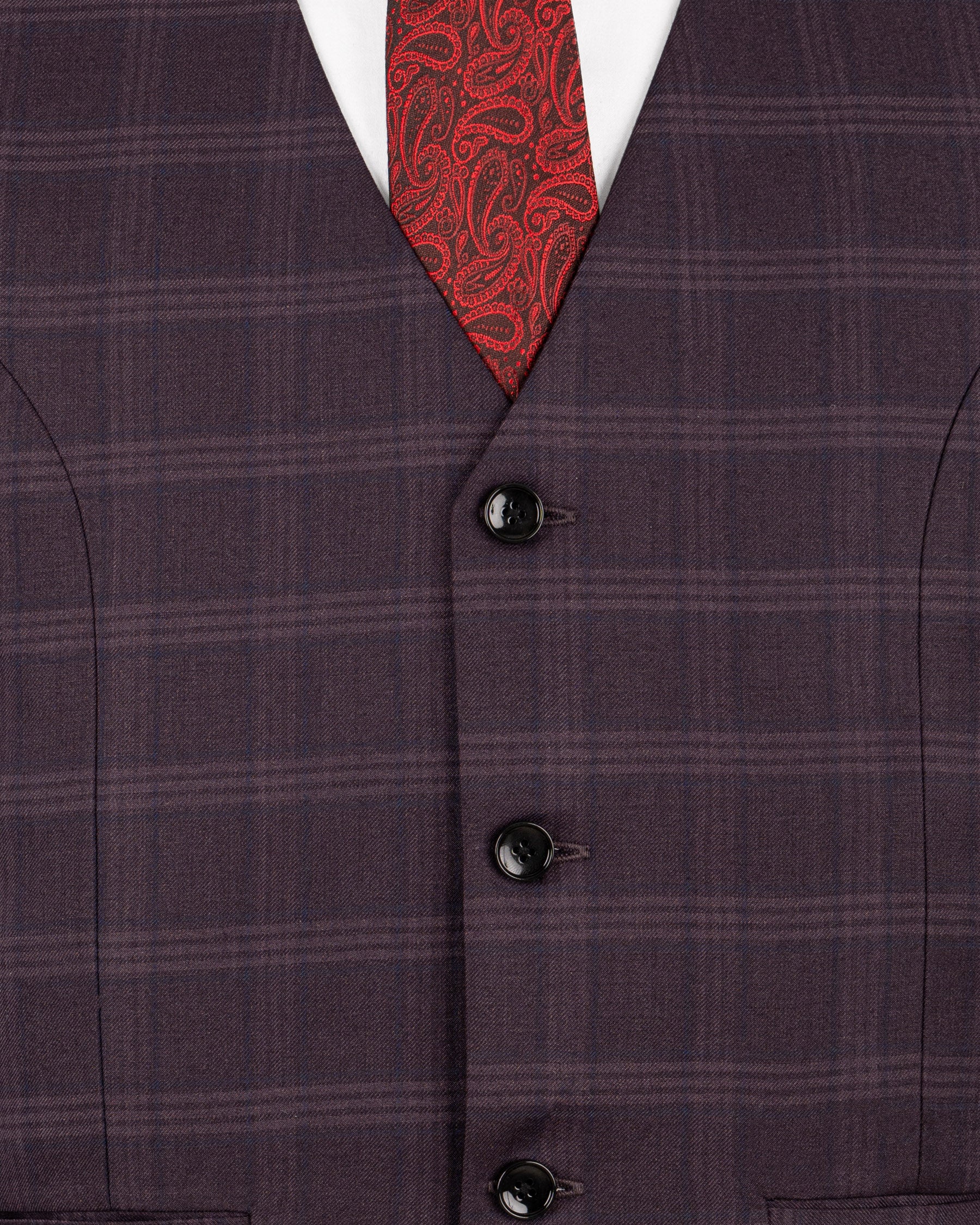 Burgundy Windowpane Woolrich Waistcoat V1234-60, V1234-56, V1234-36, V1234-38, V1234-40, V1234-42, V1234-44, V1234-46, V1234-48, V1234-50, V1234-52, V1234-54, V1234-58