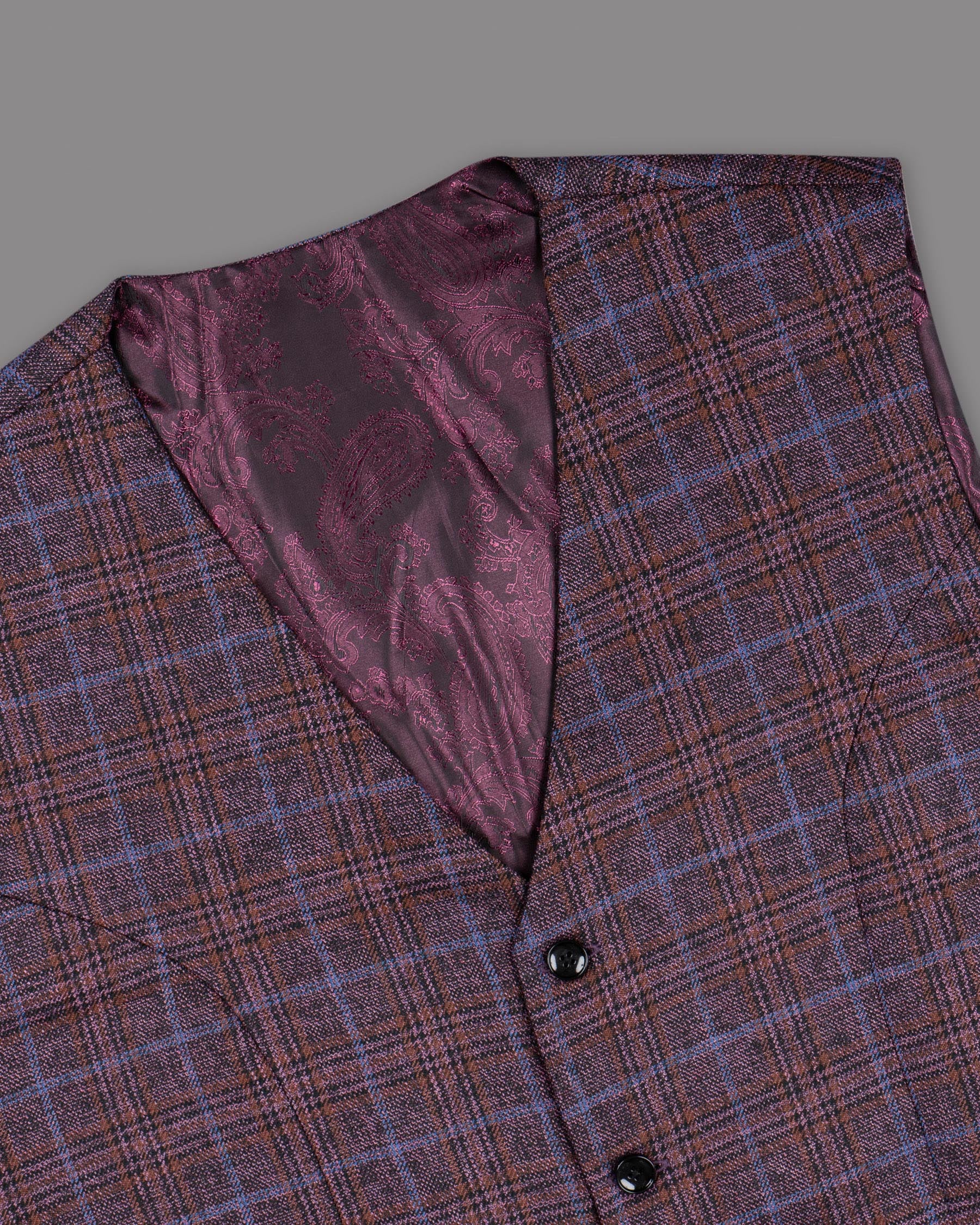 Old Copper Colorful Plaid Wool Rich Waistcoat V1235-36, V1235-40, V1235-52, V1235-60, V1235-38, V1235-42, V1235-44, V1235-46, V1235-48, V1235-50, V1235-54, V1235-56, V1235-58