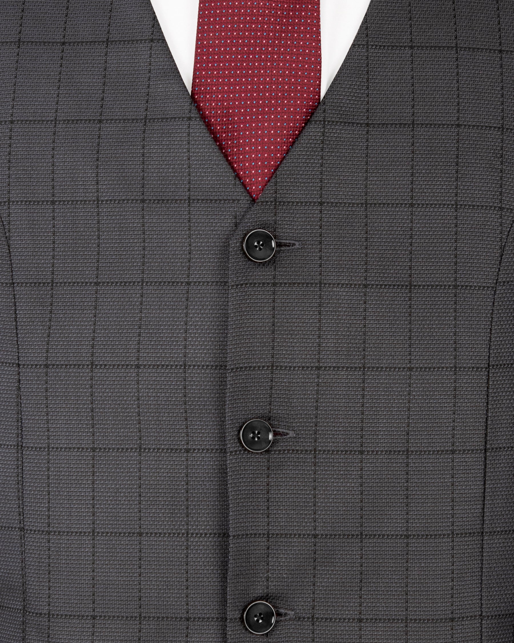 Fuscous Gray Windowpane Wool Rich Waistcoat V1282-36, V1282-38, V1282-40, V1282-42, V1282-44, V1282-46, V1282-48, V1282-50, V1282-52, V1282-54, V1282-56, V1282-58, V1282-60