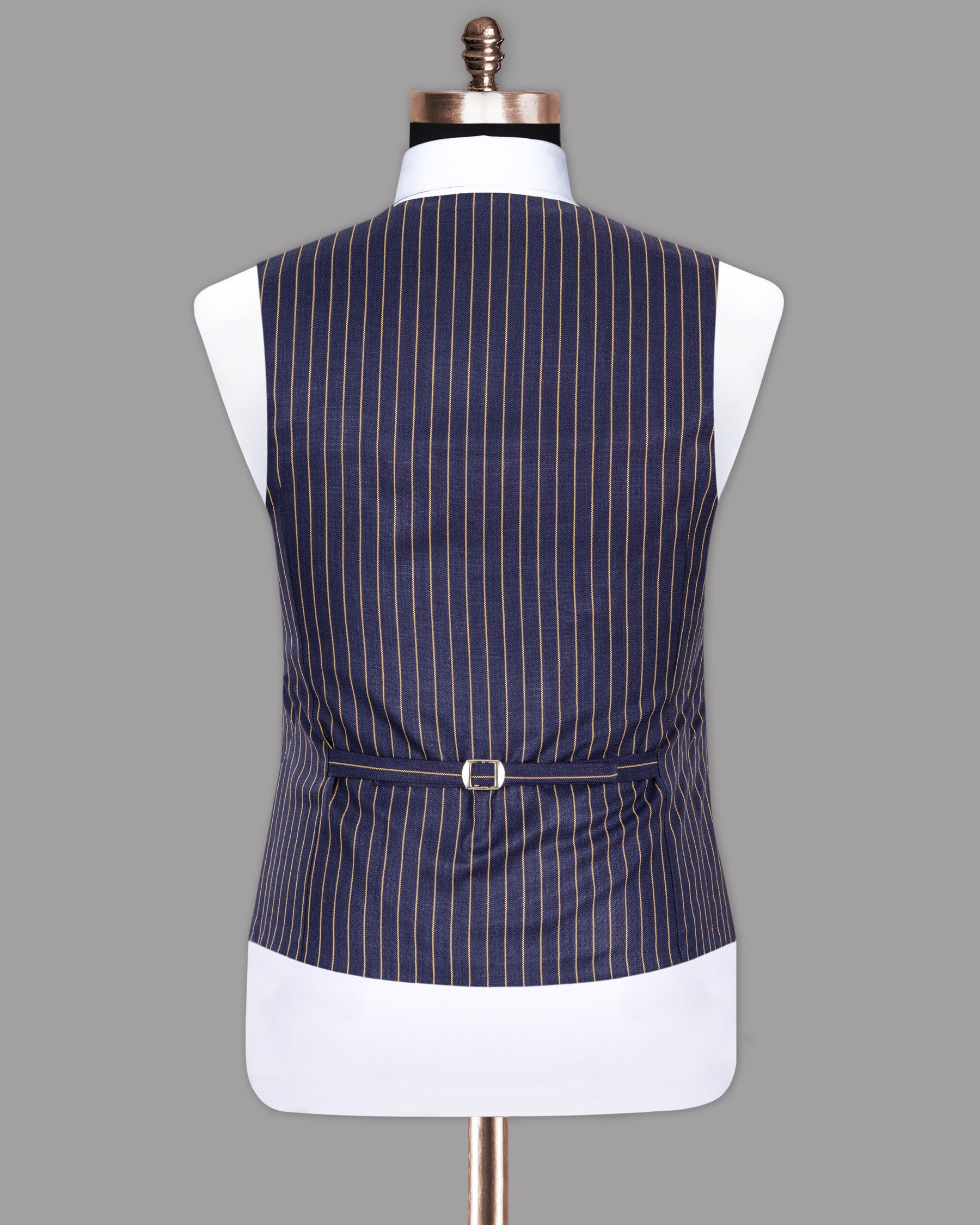 Gulf Blue Striped Premium Cotton Waistcoat V1284-36, V1284-38, V1284-40, V1284-42, V1284-44, V1284-46, V1284-48, V1284-50, V1284-52, V1284-54, V1284-56, V1284-58, V1284-60