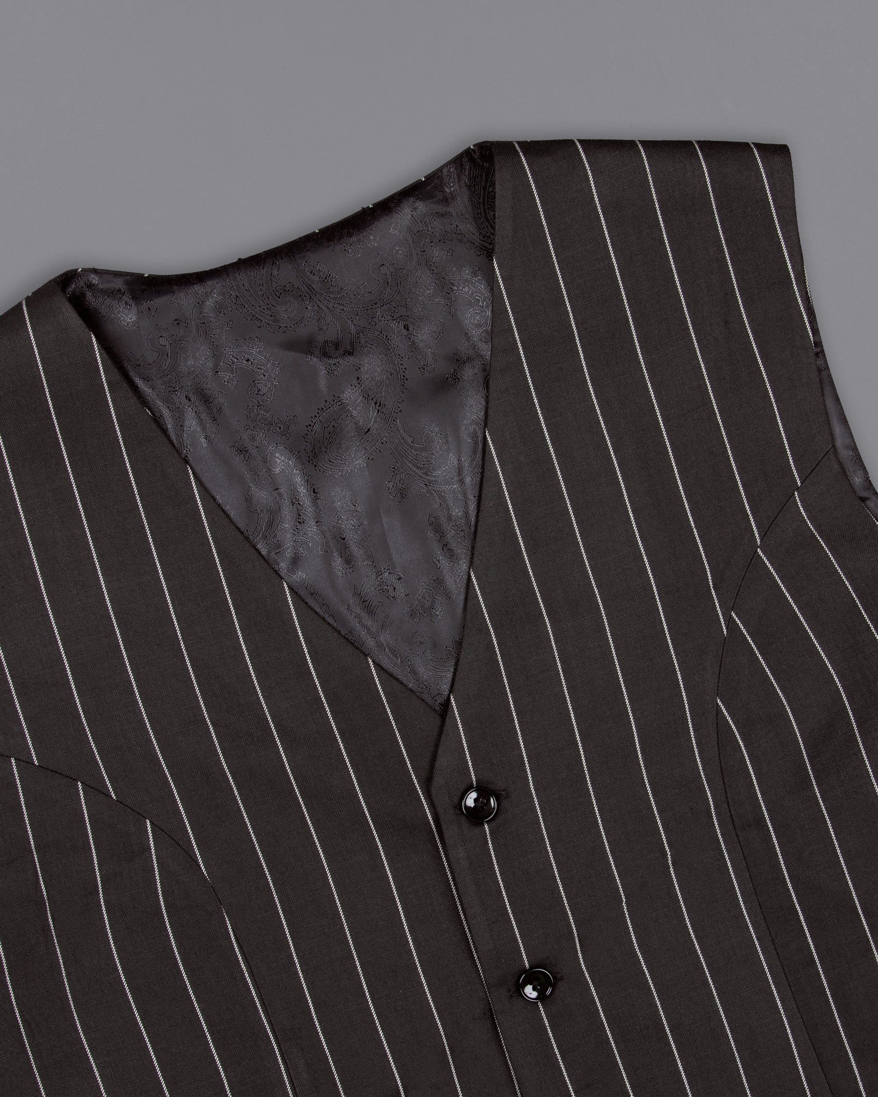 Charcoal Gray with white Striped Woolrich Waistcoat V1293-36, V1293-38, V1293-40, V1293-42, V1293-44, V1293-46, V1293-48, V1293-50, V1293-52, V1293-54, V1293-56, V1293-58, V1293-60