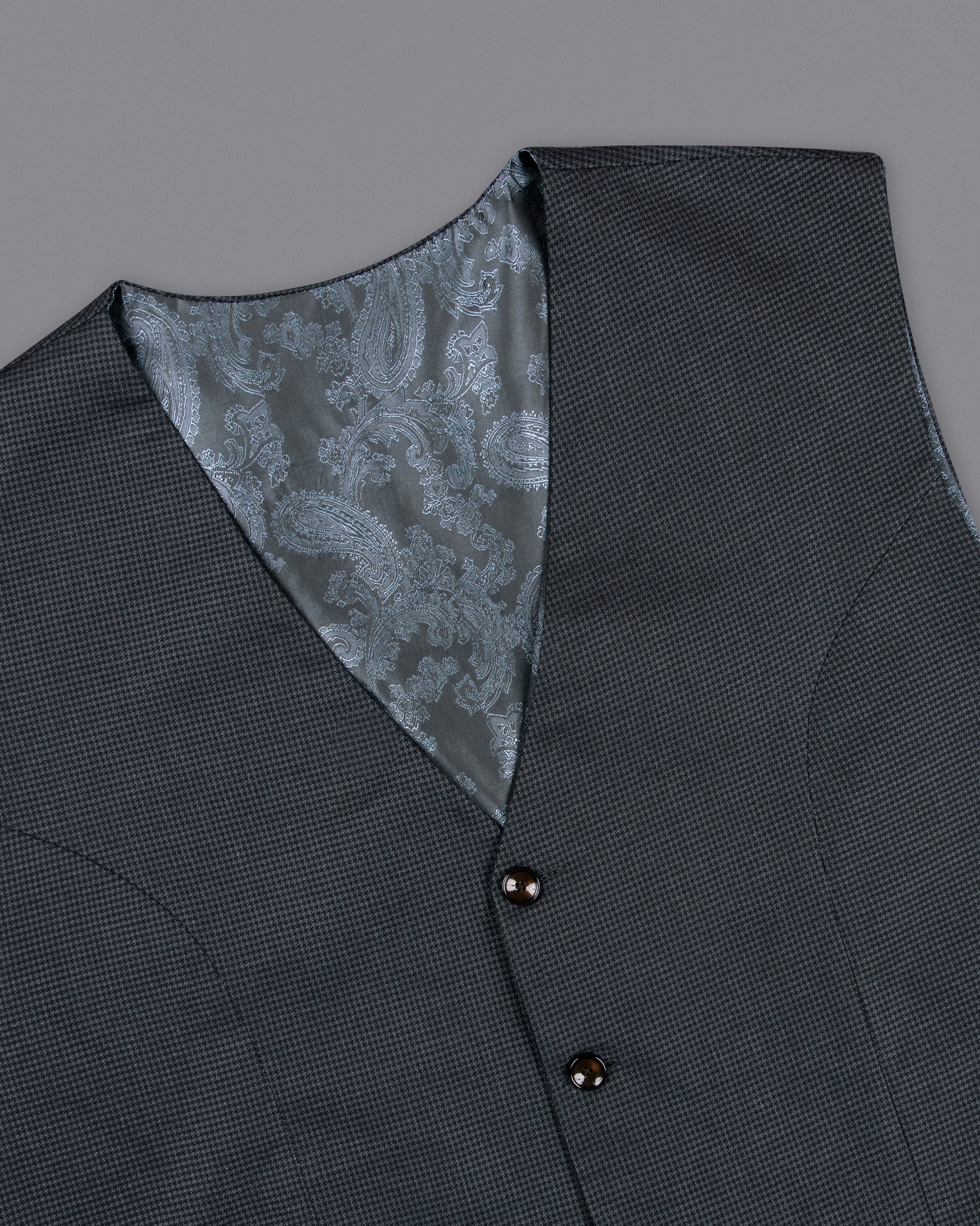 Pale Sky Grey houndstooth Wool Rich  Waistcoat V1311-36, V1311-38, V1311-40, V1311-42, V1311-44, V1311-46, V1311-48, V1311-50, V1311-52, V1311-54, V1311-56, V1311-58, V1311-60