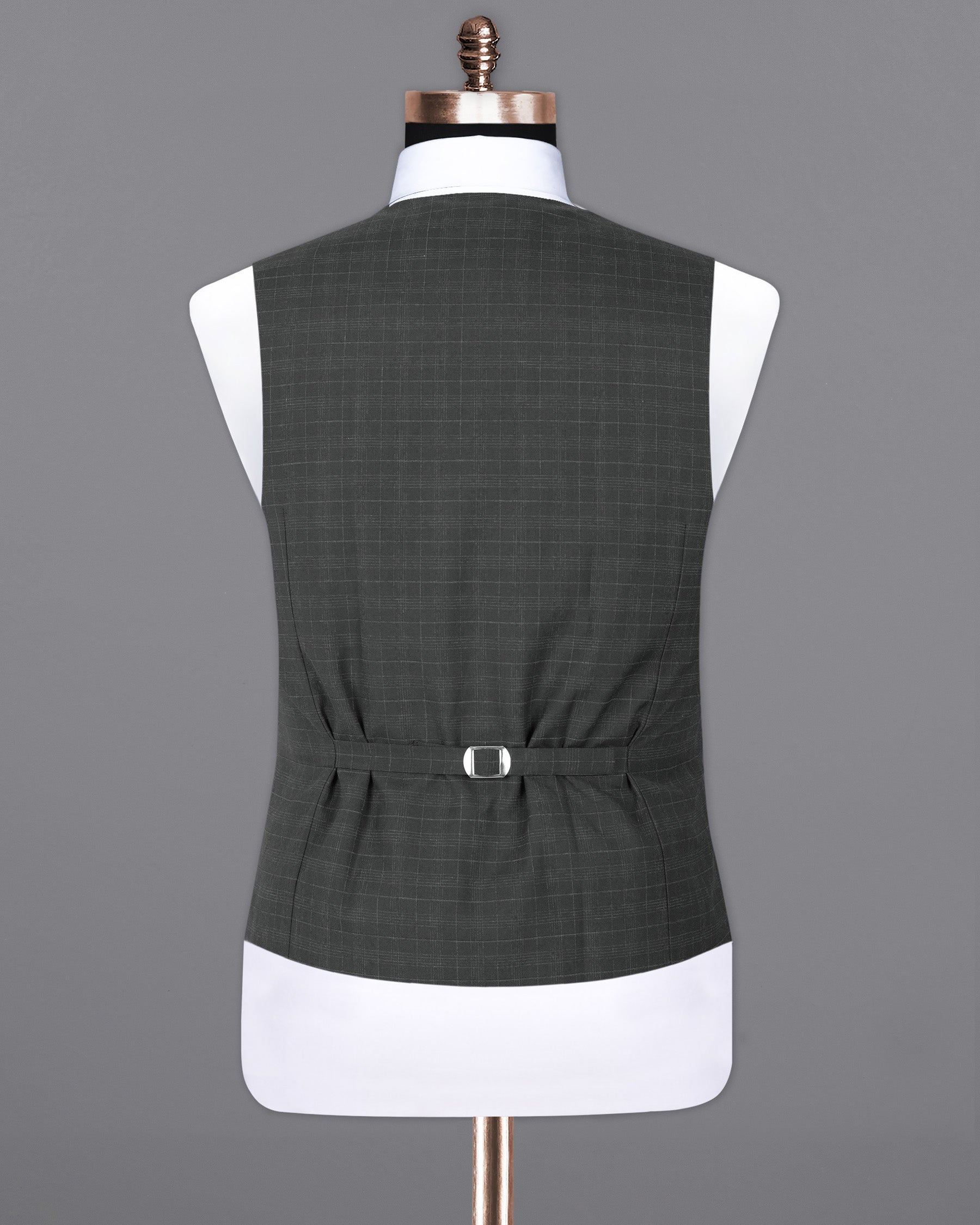 Tuatara Grey Windowpane Wool Rich Waistcoat