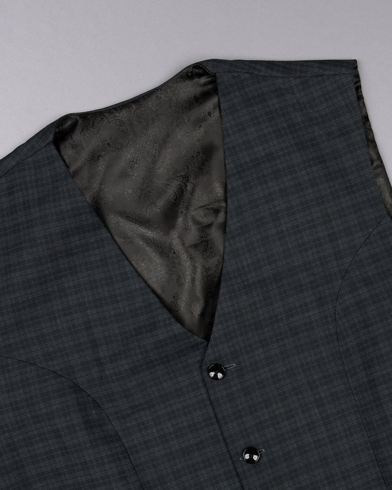 Shark Grey Plaid Wool Rich Waistcoat