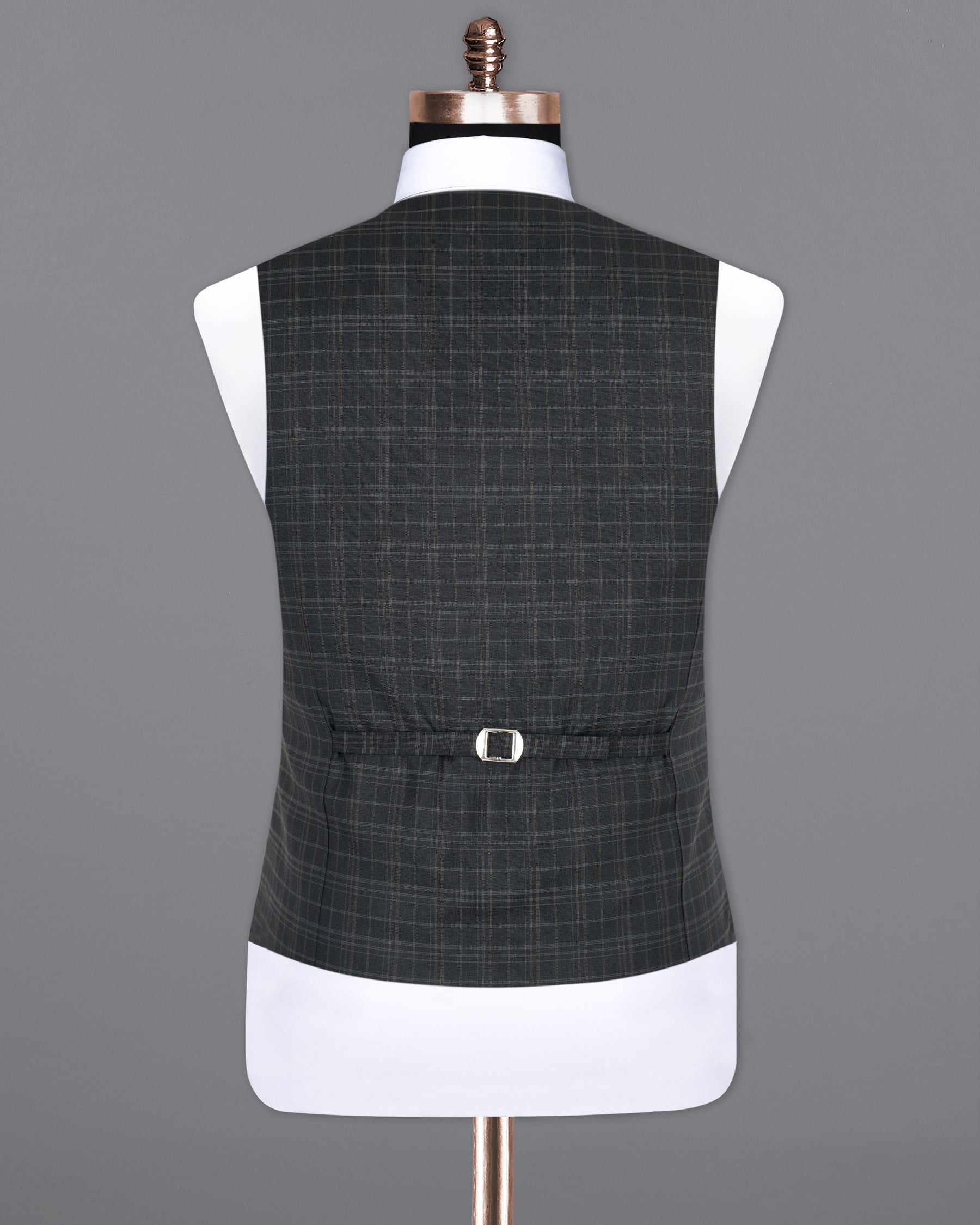 Shark Gray Plaid Wool Rich Waistcoat