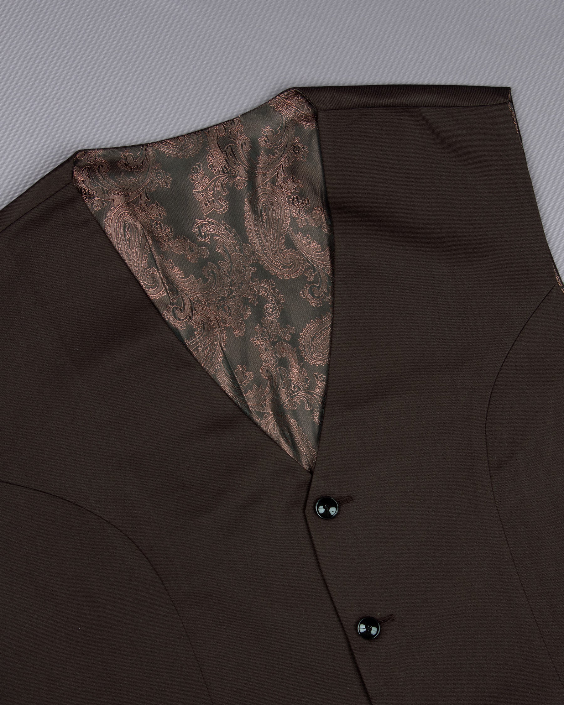 Cocoa Brown Wool Rich  Waistcoat