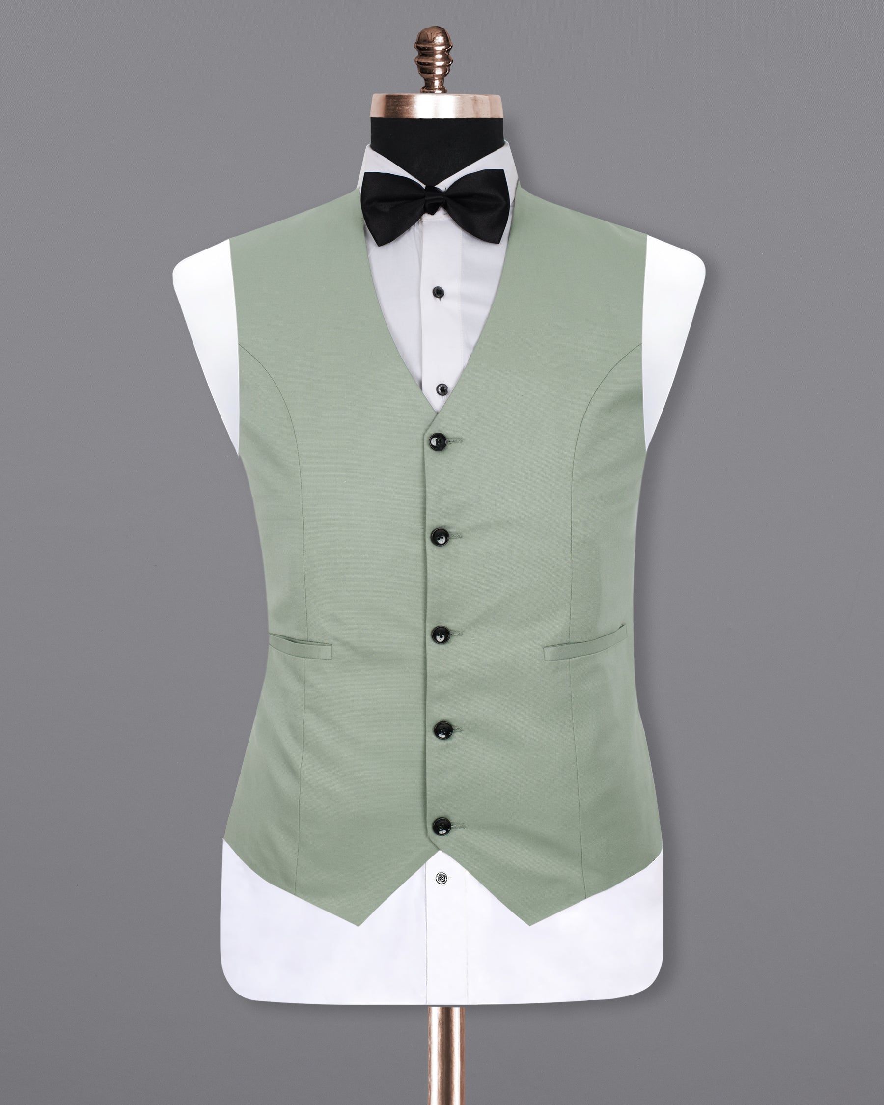 Clay Ash Green Wool Rich  Waistcoat