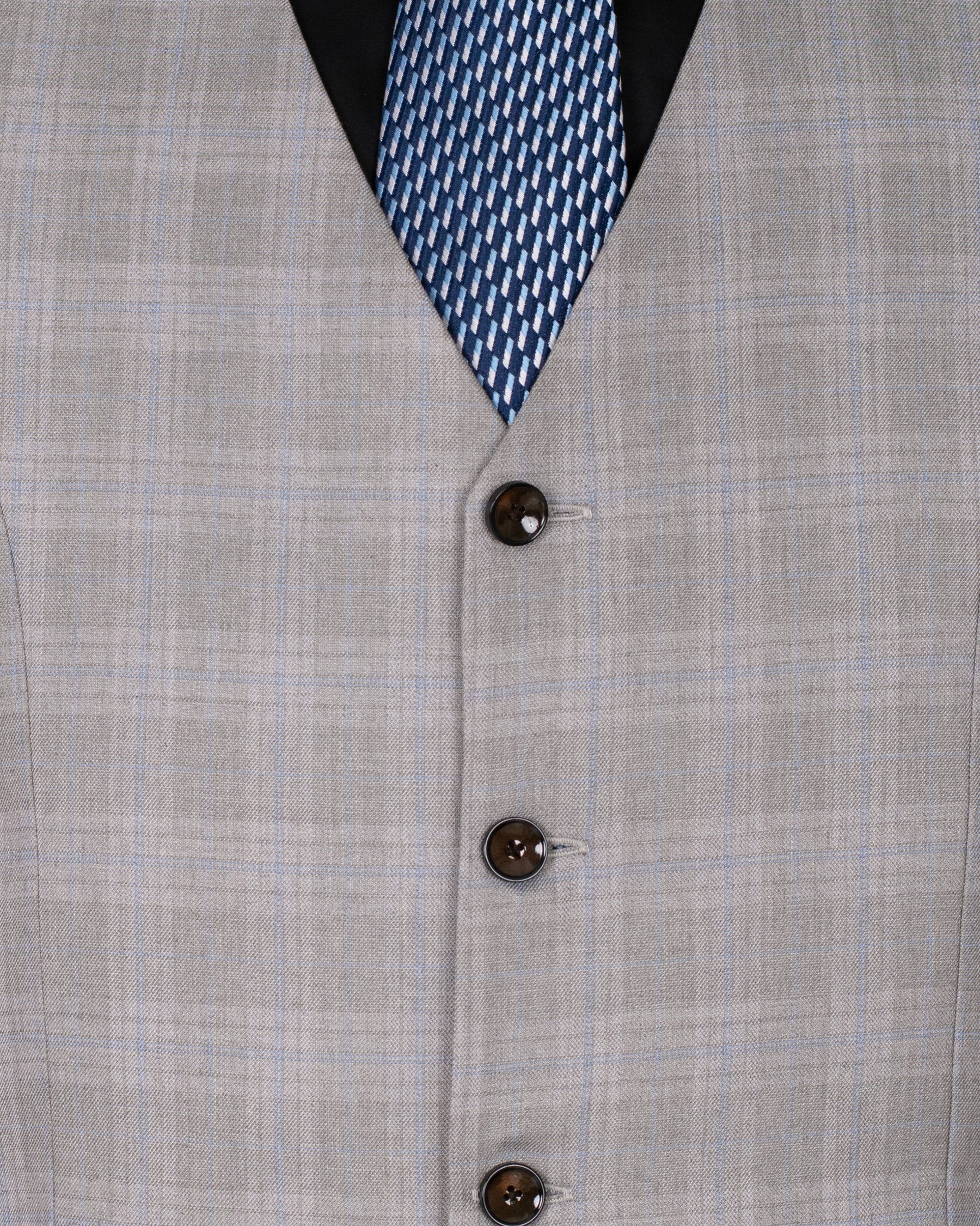 Nobel Grey Subtle Plaid Wool Rich Waistcoat