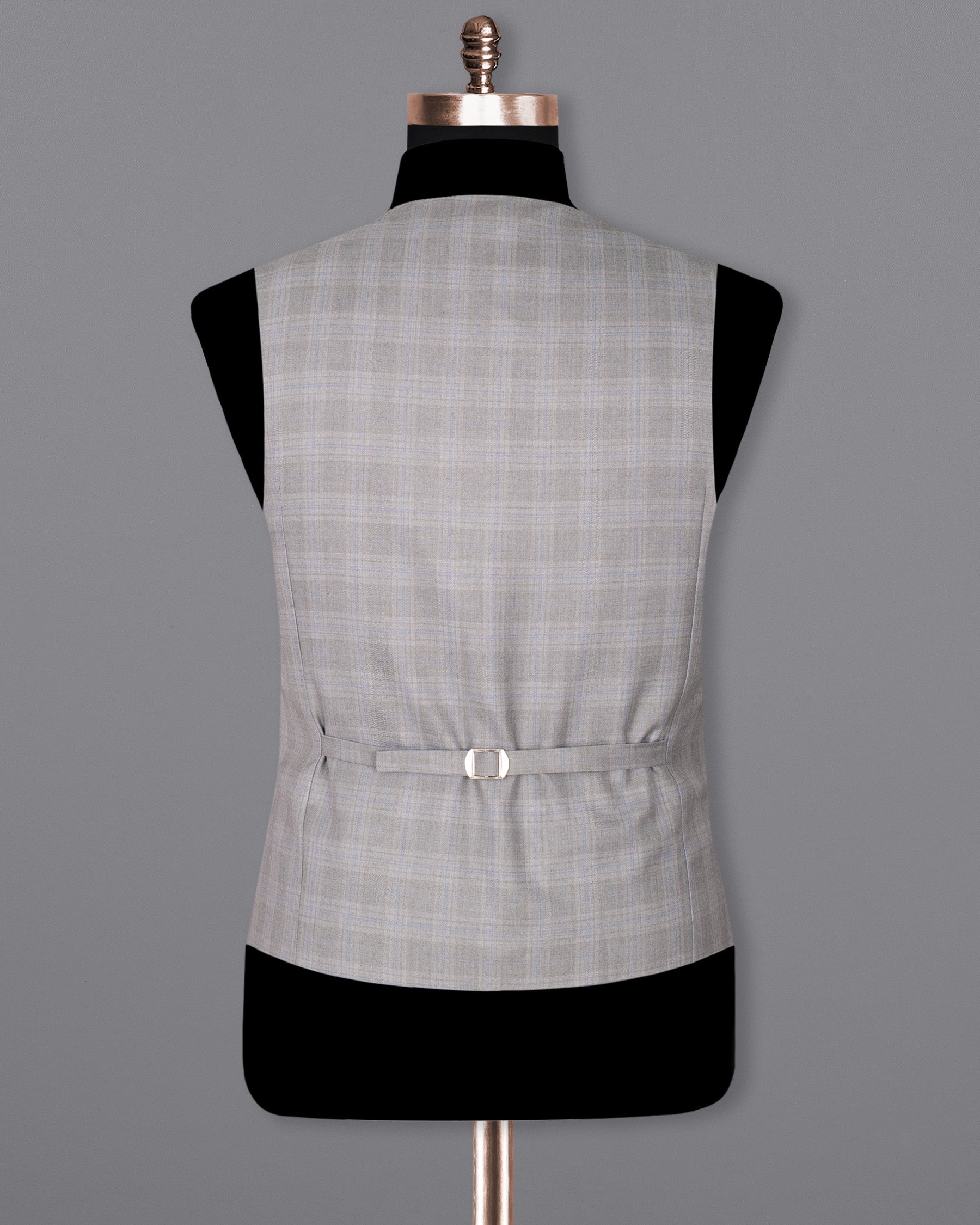 Nobel Grey Subtle Plaid Wool Rich Waistcoat