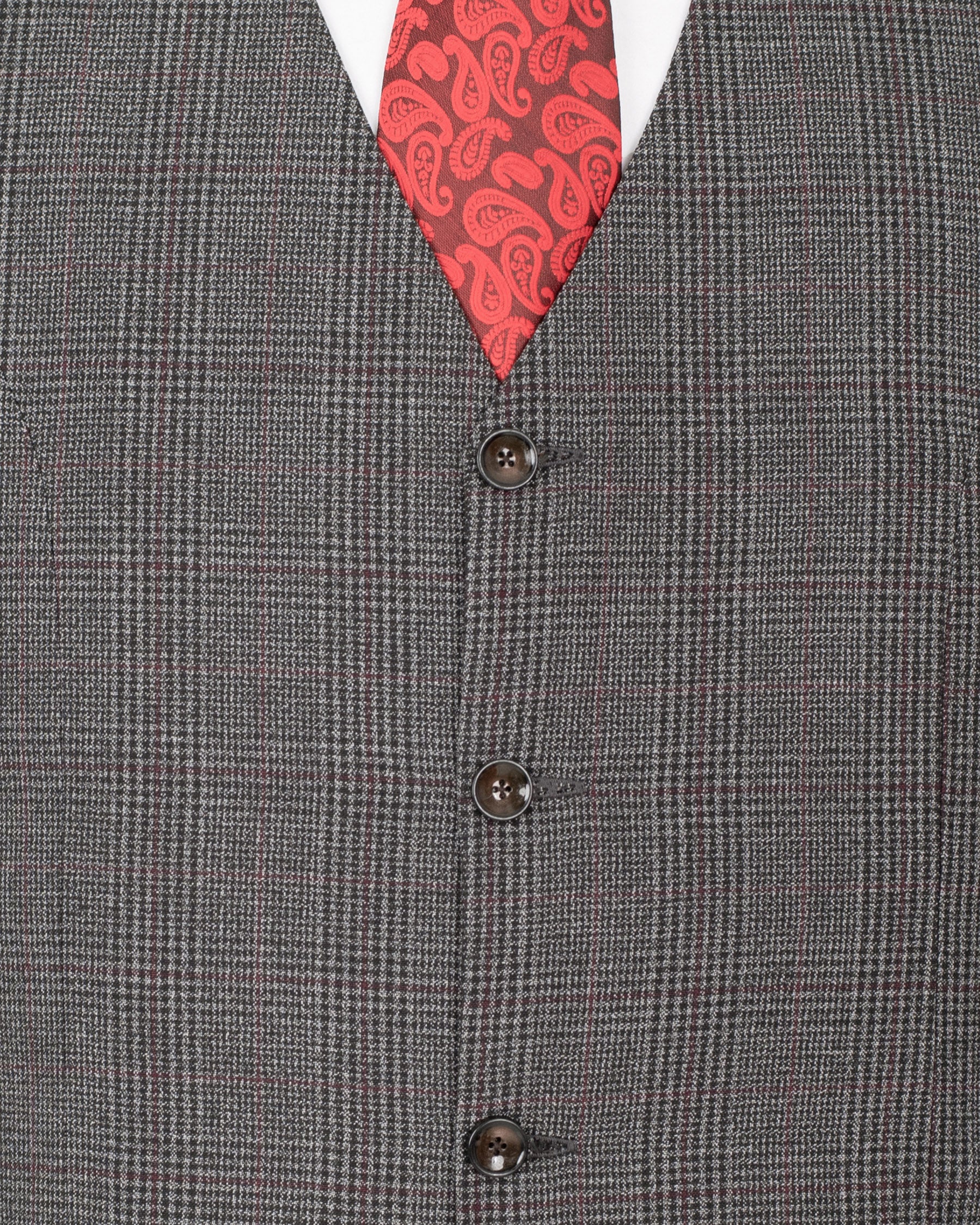 Scorpion Grey Subtle Plaid Wool Rich Waistcoat V1365-36, V1365-38, V1365-40, V1365-42, V1365-44, V1365-46, V1365-48, V1365-50, V1365-52, V1365-54, V1365-56, V1365-58, V1365-60