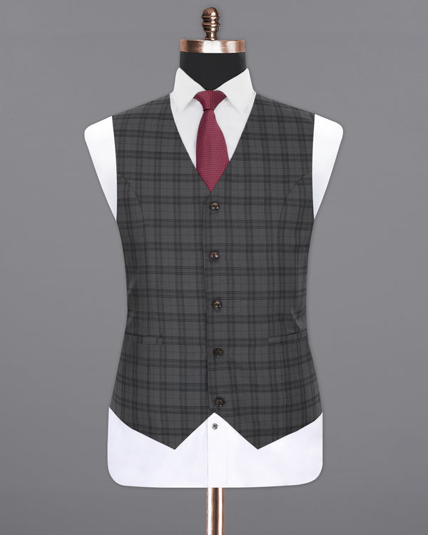 Masala Grey Plaid Wool Rich Waistcoat