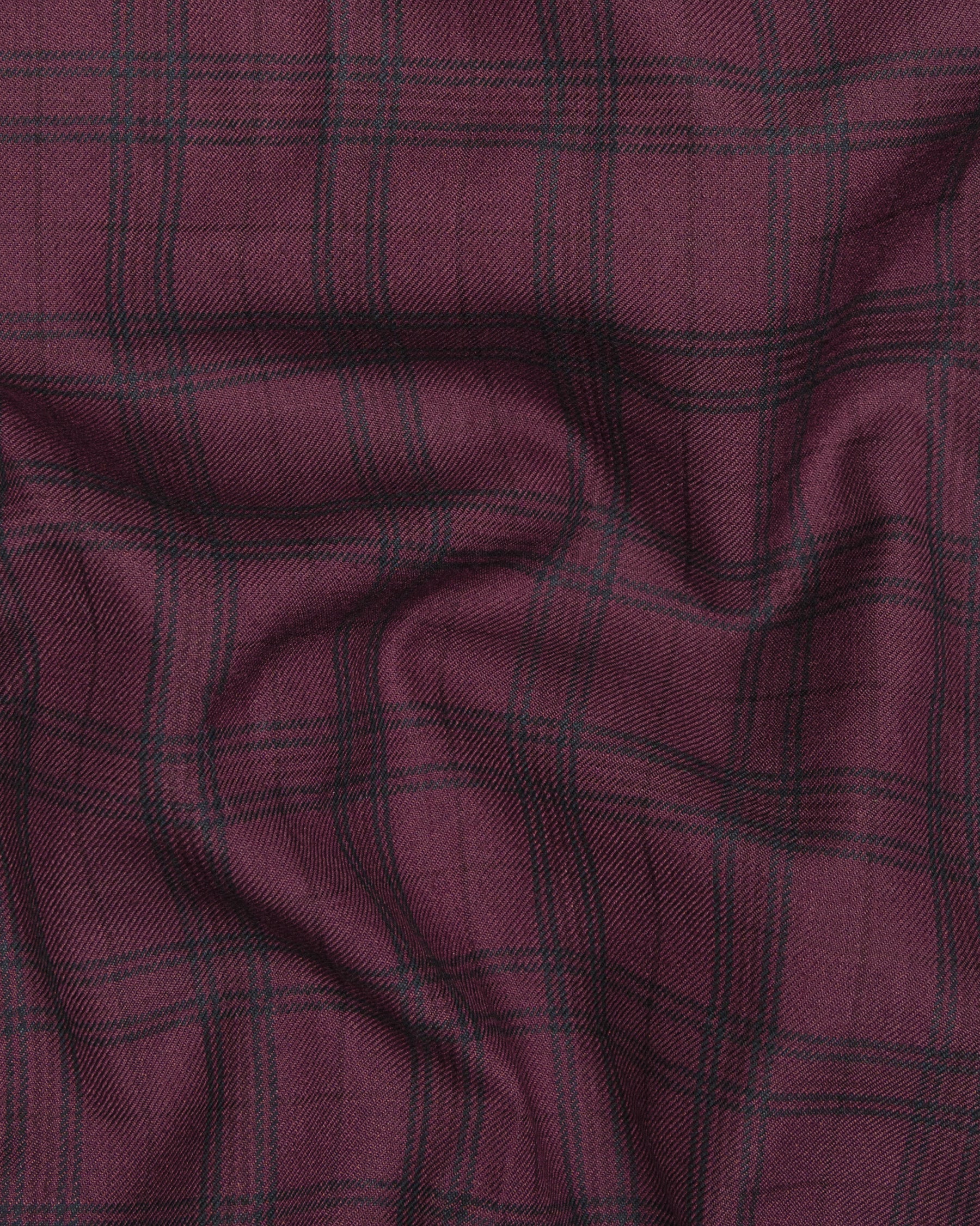 Eggplant Red Plaid Wool Rich Waistcoat V1379-36, V1379-38, V1379-40, V1379-42, V1379-44, V1379-46, V1379-48, V1379-50, V1379-52, V1379-54, V1379-56, V1379-58, V1379-60