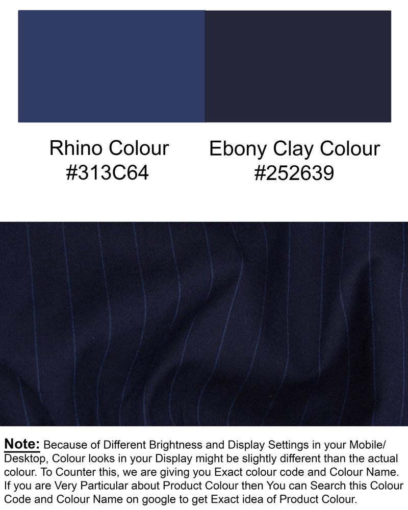 Navy Subtle Striped Wool Rich Waistcoat V1381-36, V1381-38, V1381-40, V1381-42, V1381-44, V1381-46, V1381-48, V1381-50, V1381-52, V1381-54, V1381-56, V1381-58, V1381-60