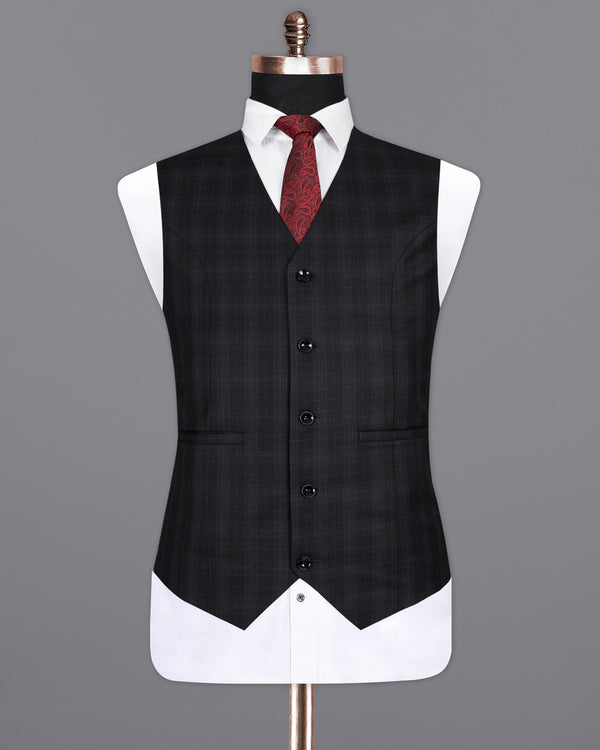 Mine Shaft Black Plaid Wool Rich Waistcoat V1387-36, V1387-38, V1387-40, V1387-42, V1387-44, V1387-46, V1387-48, V1387-50, V1387-52, V1387-54, V1387-56, V1387-58, V1387-60