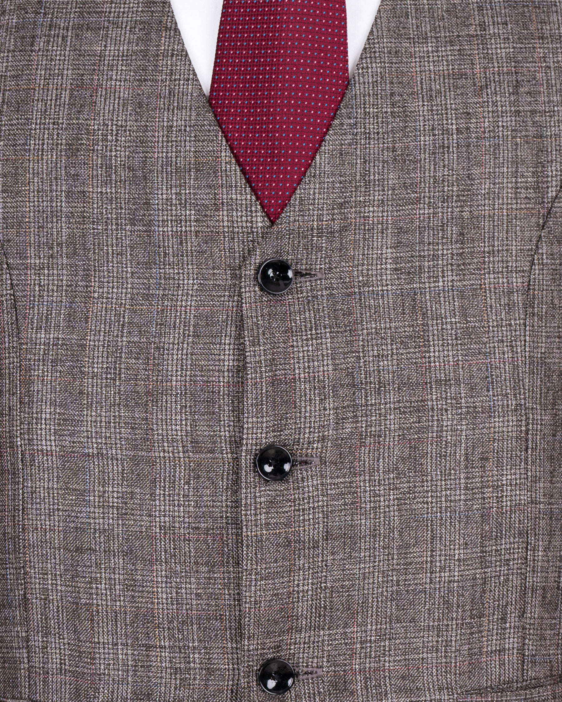 Don Juan Brown Plaid Wool Rich Waistcoat V1394-36, V1394-38, V1394-40, V1394-42, V1394-44, V1394-46, V1394-48, V1394-50, V1394-52, V1394-54, V1394-56, V1394-58, V1394-60