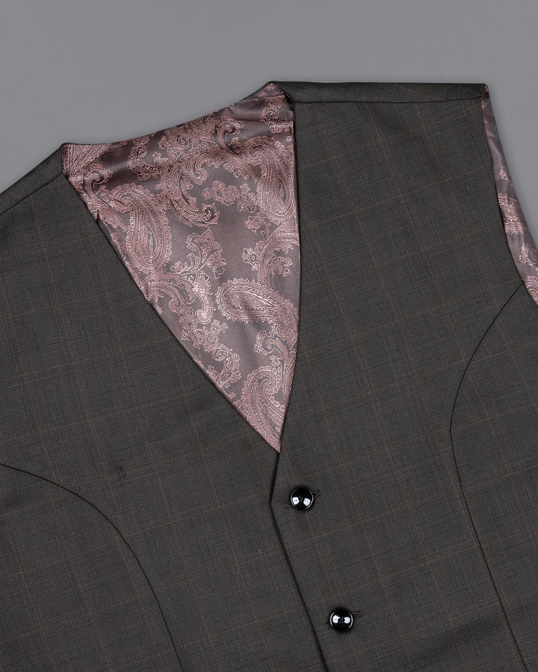 Masala Brown Plaid Wool Rich Waistcoat V1407-36, V1407-38, V1407-40, V1407-42, V1407-44, V1407-46, V1407-48, V1407-50, V1407-52, V1407-54, V1407-56, V1407-58, V1407-60