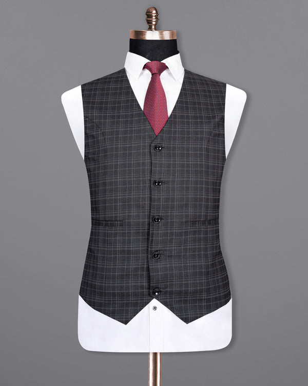 Star Dust and Shark Grey Plaid Wool rich Waistcoat V1408-36, V1408-38, V1408-40, V1408-42, V1408-44, V1408-46, V1408-48, V1408-50, V1408-52, V1408-54, V1408-56, V1408-58, V1408-60