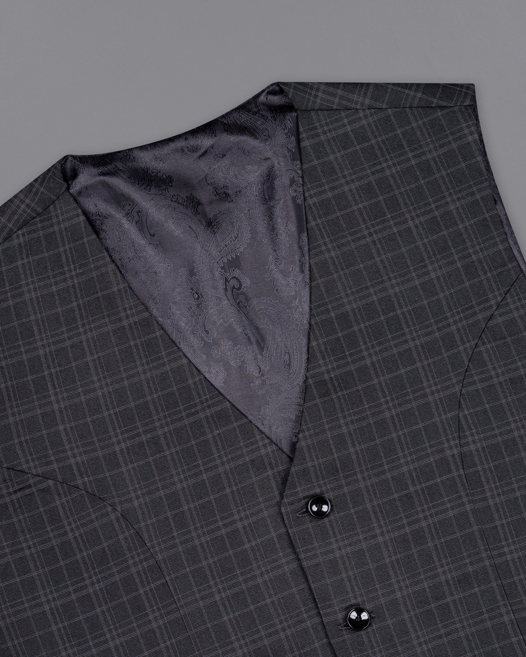 Star Dust and Shark Grey Plaid Wool rich Waistcoat V1408-36, V1408-38, V1408-40, V1408-42, V1408-44, V1408-46, V1408-48, V1408-50, V1408-52, V1408-54, V1408-56, V1408-58, V1408-60