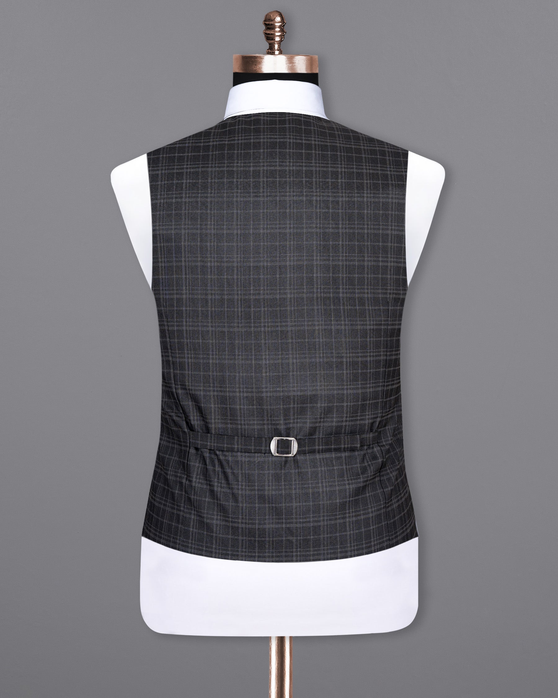 Star Dust and Shark Grey Plaid Wool rich Waistcoat V1408-36, V1408-38, V1408-40, V1408-42, V1408-44, V1408-46, V1408-48, V1408-50, V1408-52, V1408-54, V1408-56, V1408-58, V1408-60