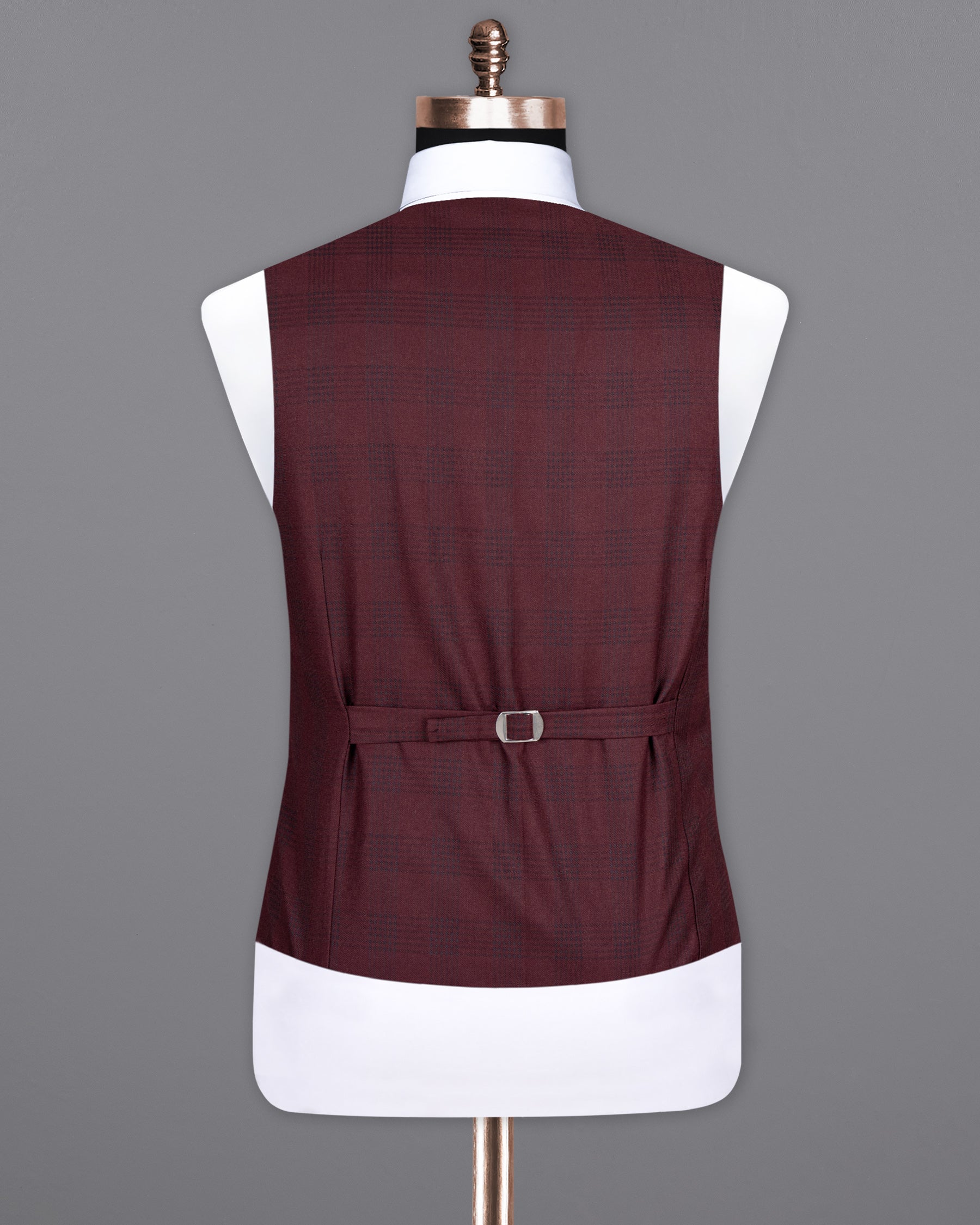 Buccaneer Burgundy Plaid Wool Rich Waistcoat V1414-36, V1414-38, V1414-40, V1414-42, V1414-44, V1414-46, V1414-48, V1414-50, V1414-52, V1414-54, V1414-56, V1414-58, V1414-60