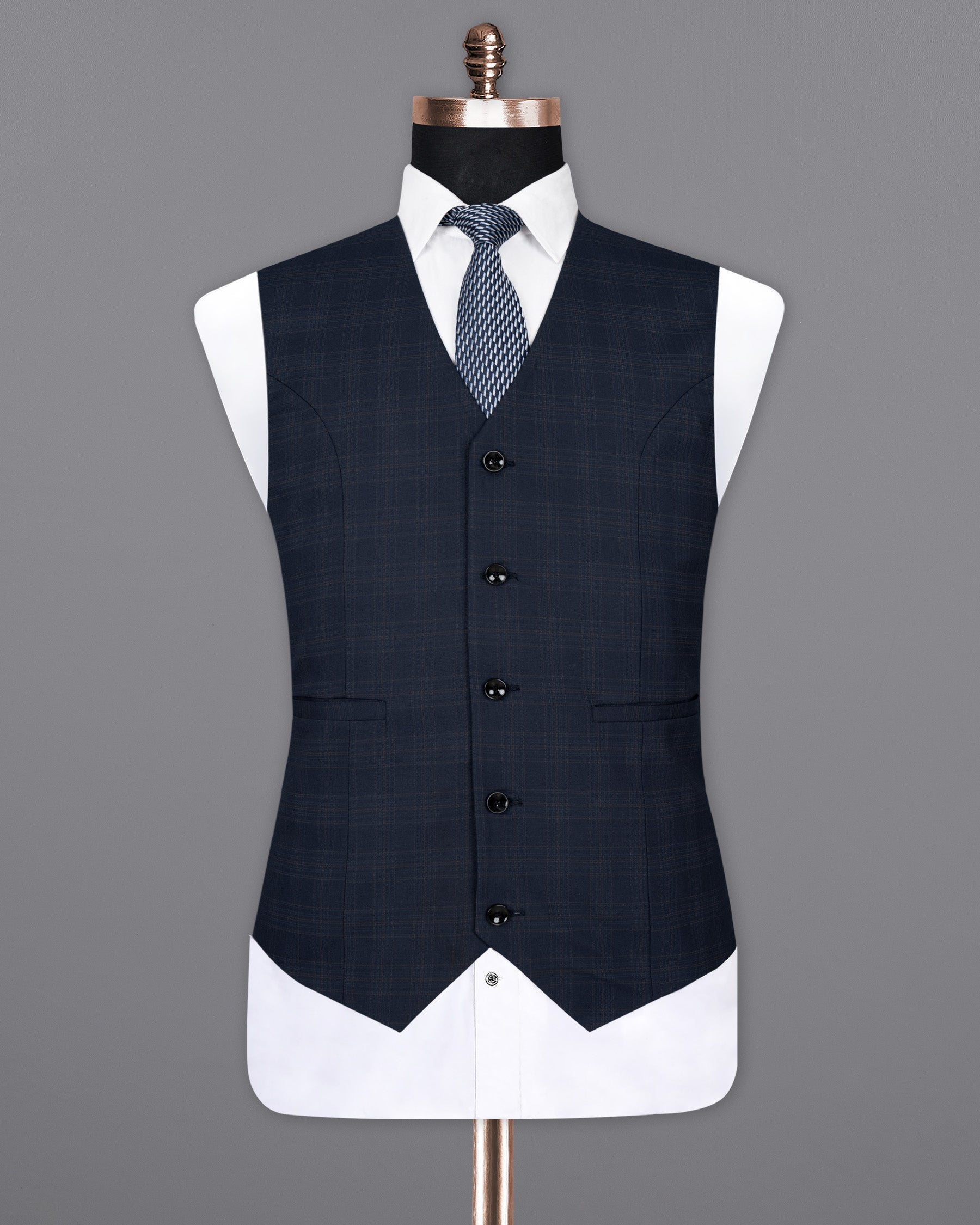 Charade Blue Plaid Wool Rich Waistcoat V1420-36, V1420-38, V1420-40, V1420-42, V1420-44, V1420-46, V1420-48, V1420-50, V1420-52, V1420-54, V1420-56, V1420-58, V1420-60