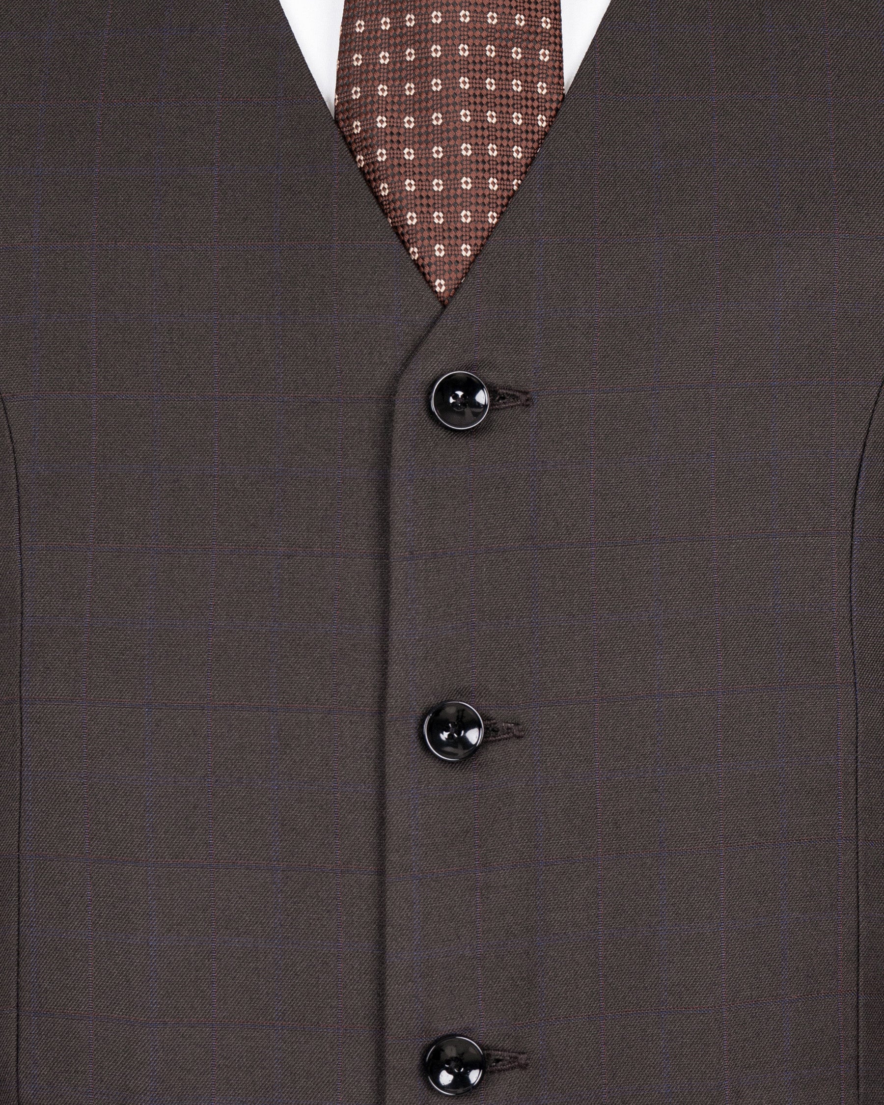 Tundora Brown Subtle Windowpane Wool Rich Waistcoat V1421-36, V1421-38, V1421-40, V1421-42, V1421-44, V1421-46, V1421-48, V1421-50, V1421-52, V1421-54, V1421-56, V1421-58, V1421-60