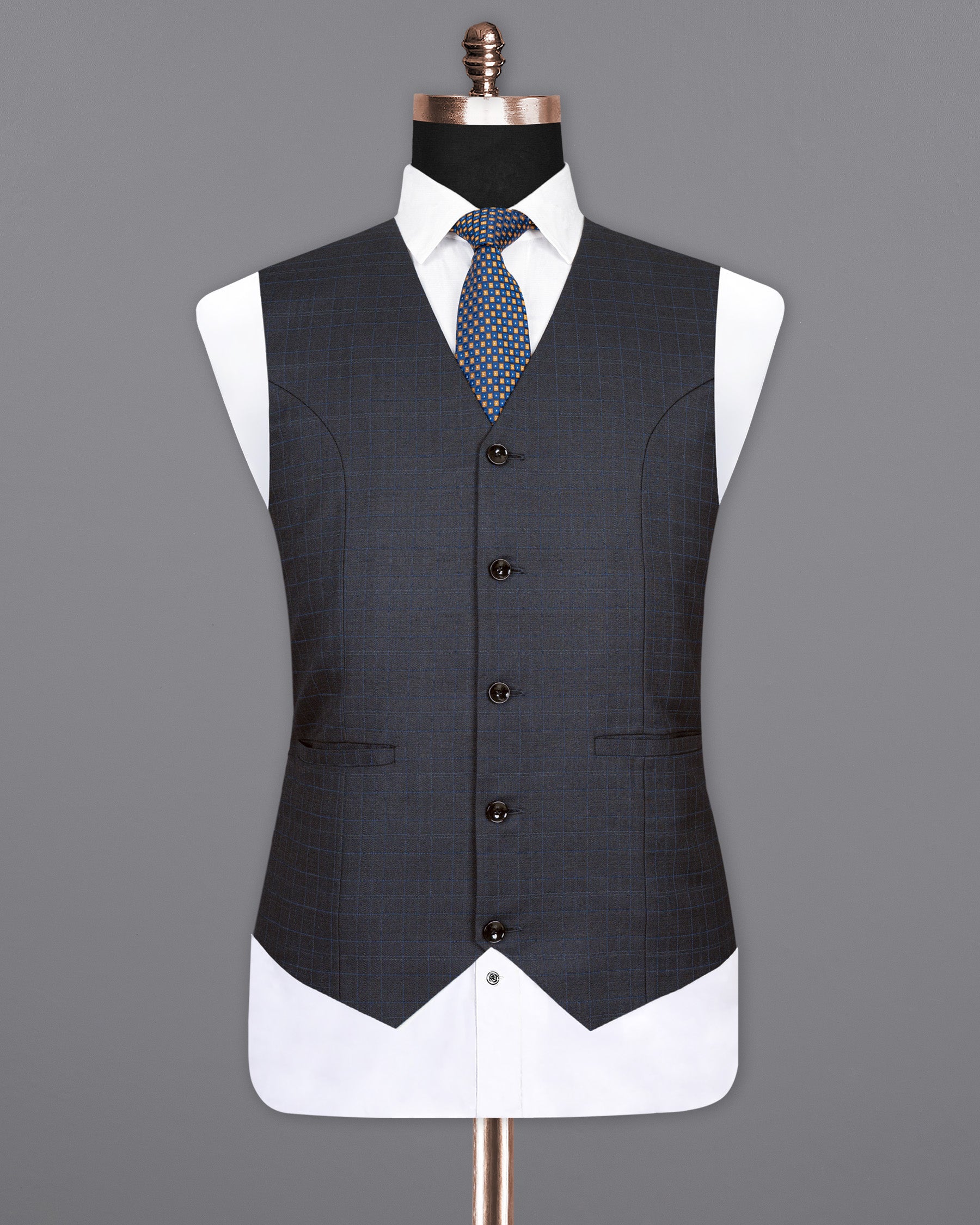 Mine Shaft Grey Plaid Wool Rich Waistcoat V1422-36, V1422-38, V1422-40, V1422-42, V1422-44, V1422-46, V1422-48, V1422-50, V1422-52, V1422-54, V1422-56, V1422-58, V1422-60