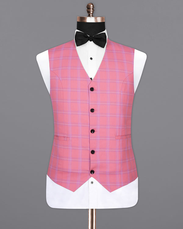 Wewak Pink Windowpane Woolrich Waistcoat V1427-36, V1427-38, V1427-40, V1427-42, V1427-44, V1427-46, V1427-48, V1427-50, V1427-52, V1427-54, V1427-56, V1427-58, V1427-60