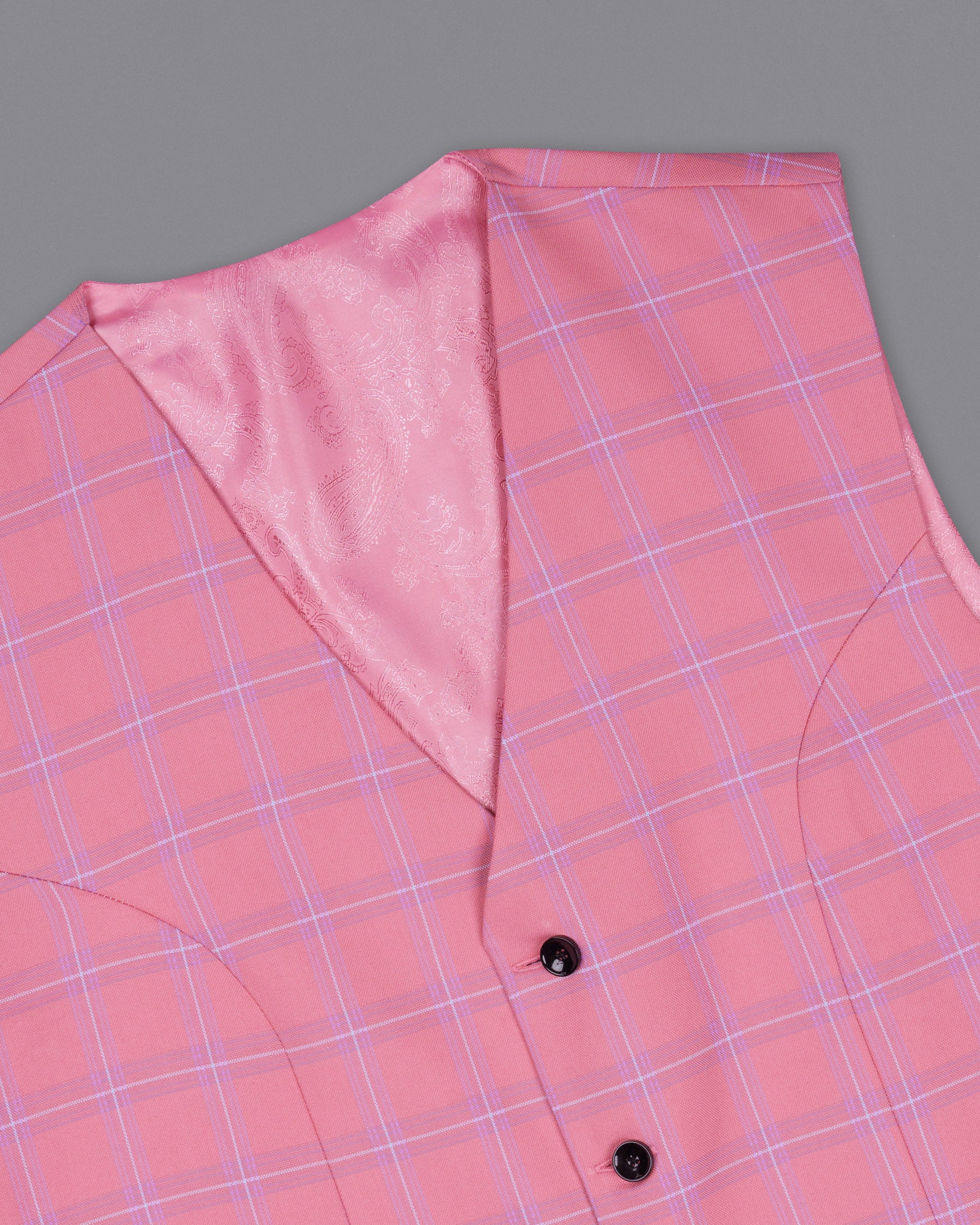 Wewak Pink Windowpane Woolrich Waistcoat V1427-36, V1427-38, V1427-40, V1427-42, V1427-44, V1427-46, V1427-48, V1427-50, V1427-52, V1427-54, V1427-56, V1427-58, V1427-60