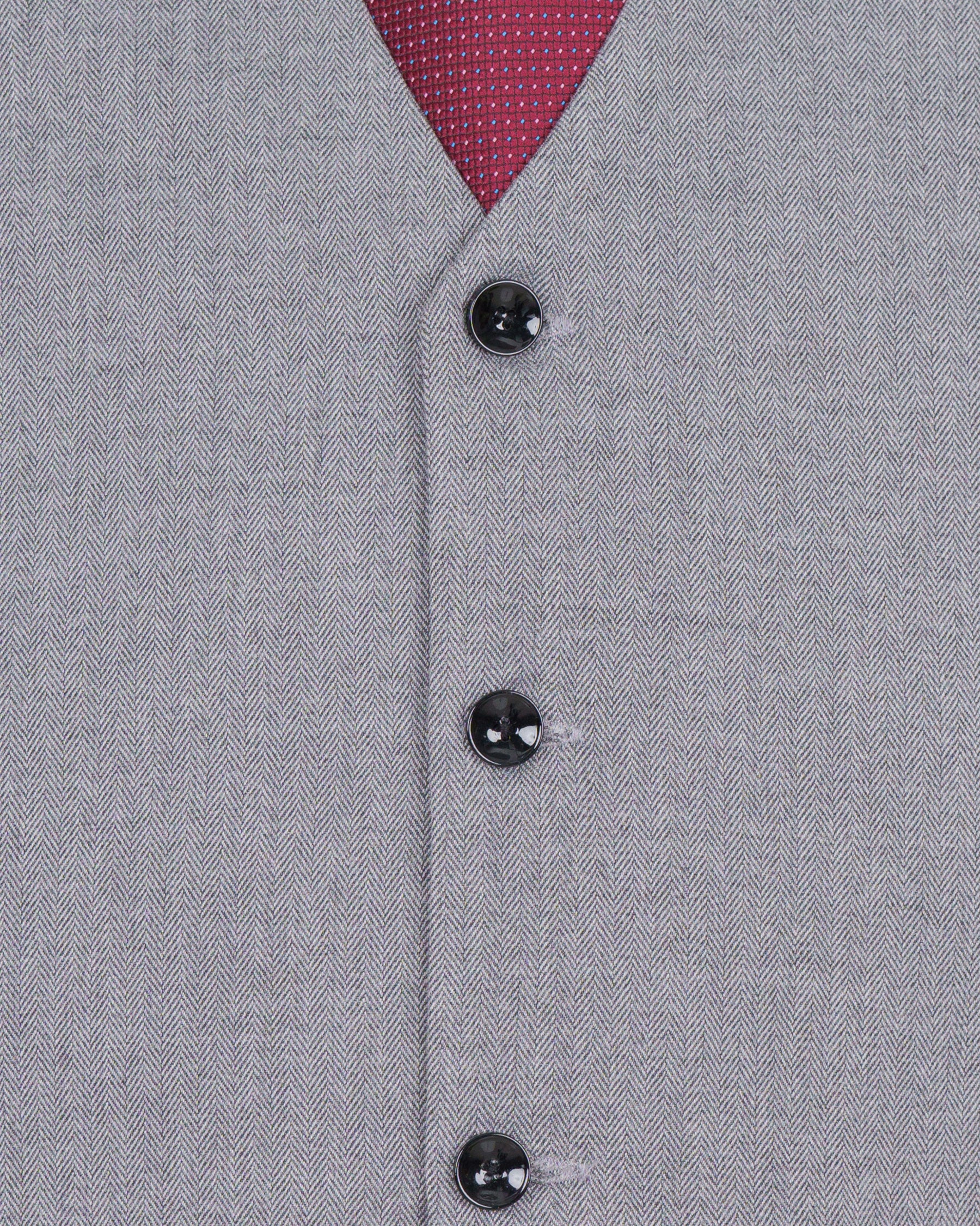 Spun Pearl Grey Herringbone Premium Cotton Waistcoat V1435-36, V1435-38, V1435-40, V1435-42, V1435-44, V1435-46, V1435-48, V1435-50, V1435-52, V1435-54, V1435-56, V1435-58, V1435-60