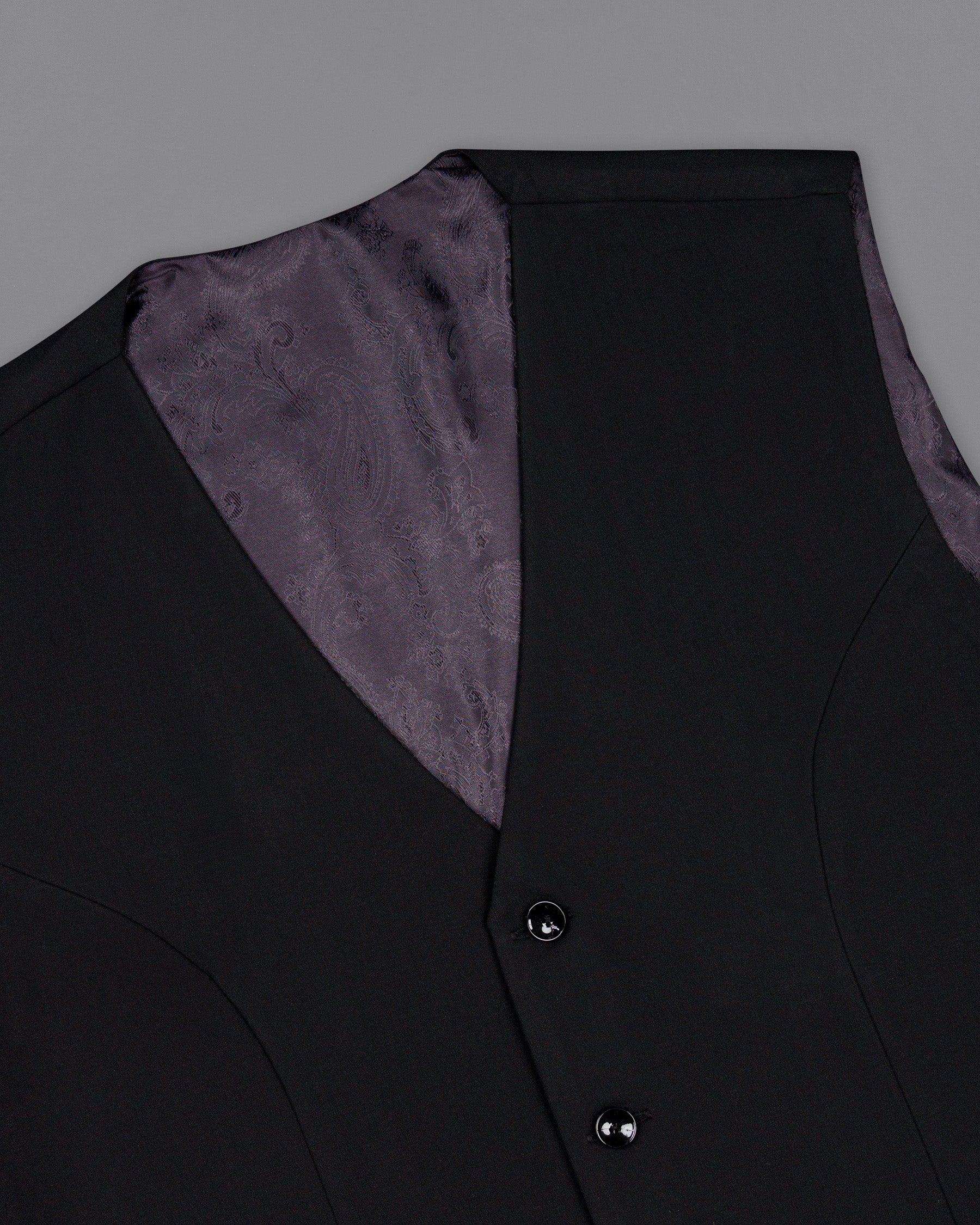 Mardi Gras Black Wool Rich Waistcoat V1444-36, V1444-38, V1444-40, V1444-42, V1444-44, V1444-46, V1444-48, V1444-50, V1444-52, V1444-54, V1444-56, V1444-58, V1444-60