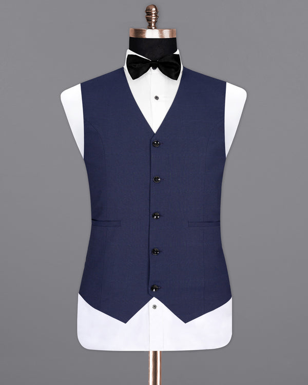 Valhalla Blue subtle plaid Wool Rich Waistcoat V1446-36, V1446-38, V1446-40, V1446-42, V1446-44, V1446-46, V1446-48, V1446-50, V1446-52, V1446-54, V1446-56, V1446-58, V1446-60