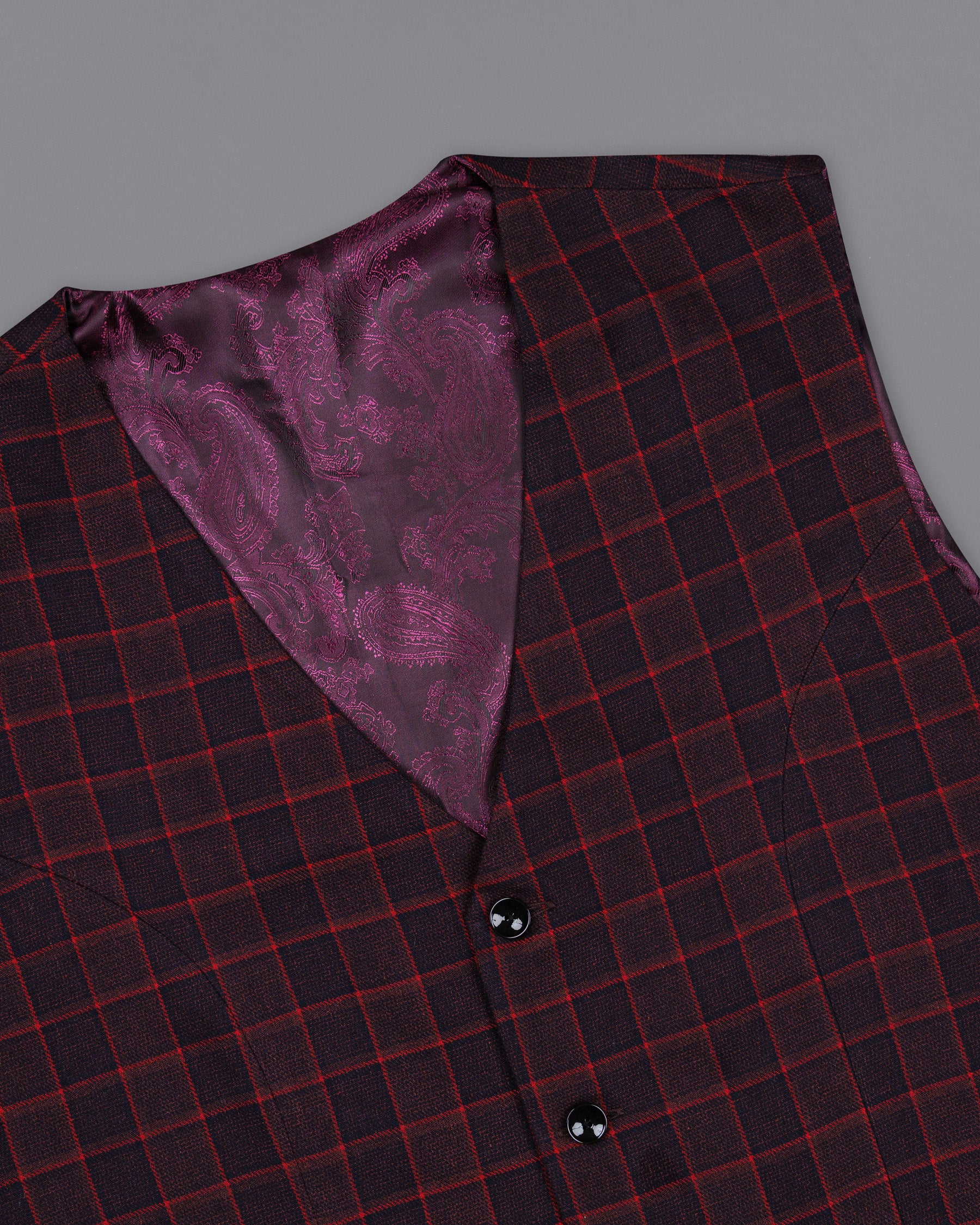 Castro and Well-Read windowpane Premium Cotton Waistcoat V1450-36, V1450-38, V1450-40, V1450-42, V1450-44, V1450-46, V1450-48, V1450-50, V1450-52, V1450-54, V1450-56, V1450-58, V1450-60