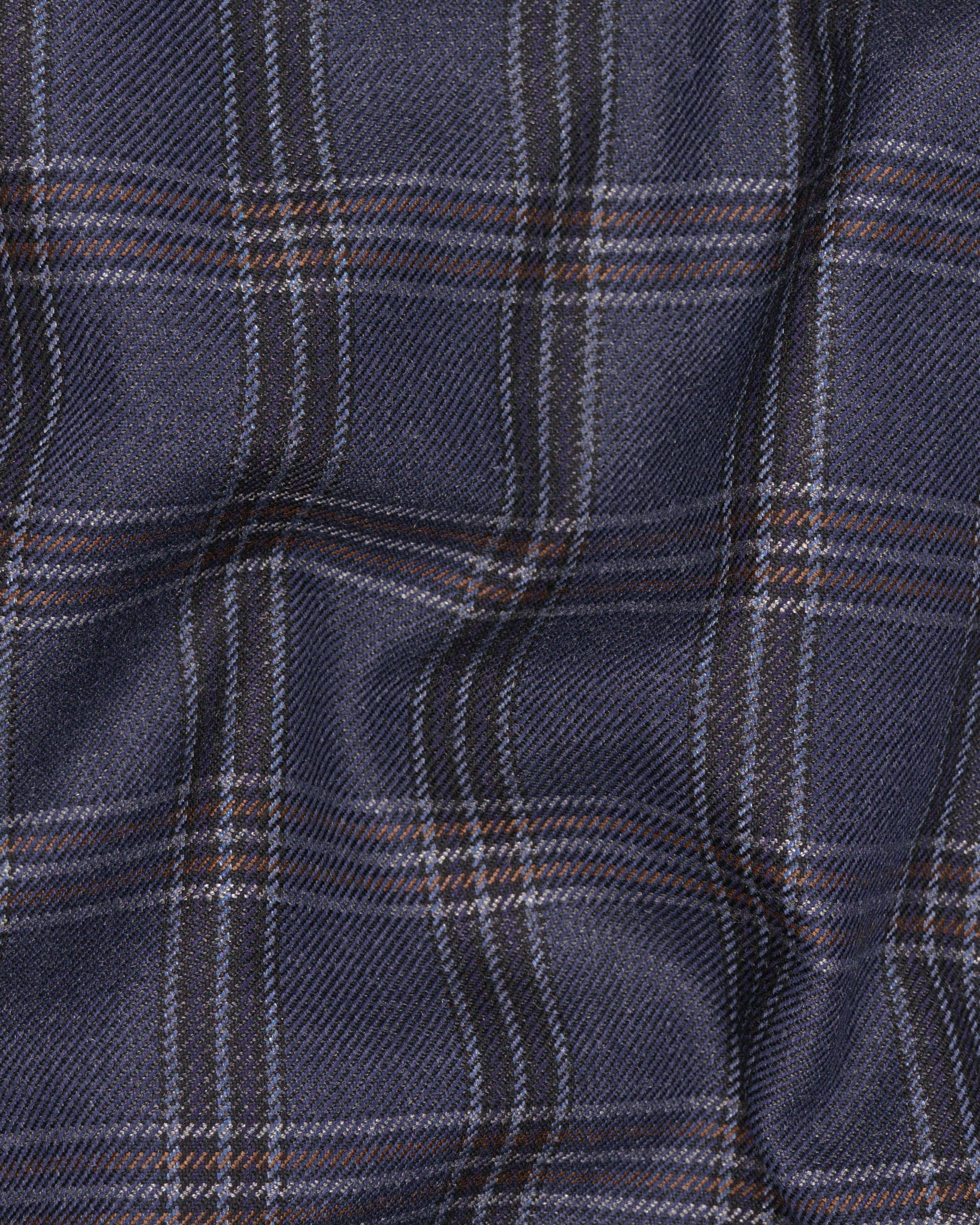 Licorice Blue Plaid heavyweight tweed Wool Rich Waistcoat V1453-36, V1453-38, V1453-40, V1453-42, V1453-44, V1453-46, V1453-48, V1453-50, V1453-52, V1453-54, V1453-56, V1453-58, V1453-60