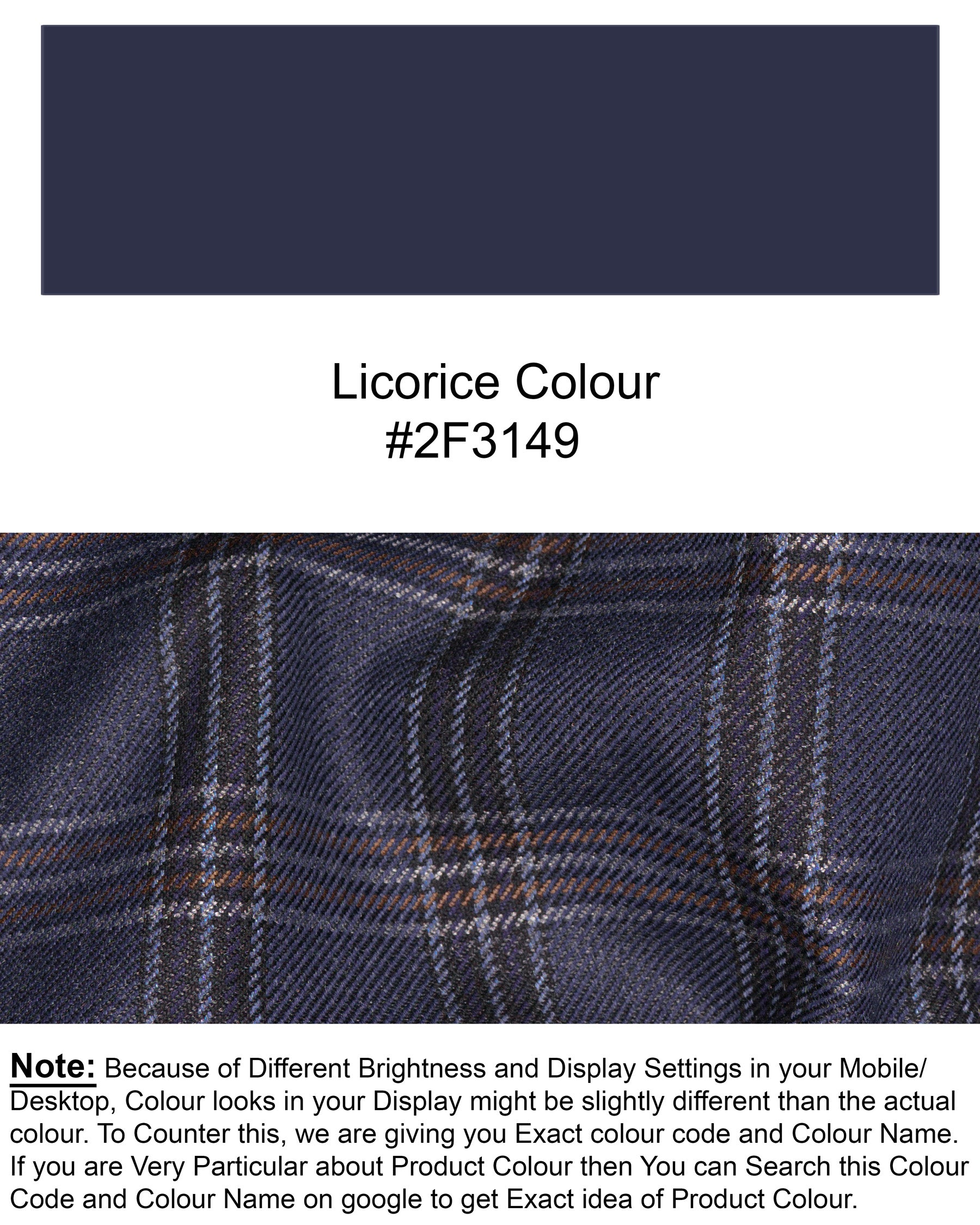 Licorice Blue Plaid heavyweight tweed Wool Rich Waistcoat V1453-36, V1453-38, V1453-40, V1453-42, V1453-44, V1453-46, V1453-48, V1453-50, V1453-52, V1453-54, V1453-56, V1453-58, V1453-60