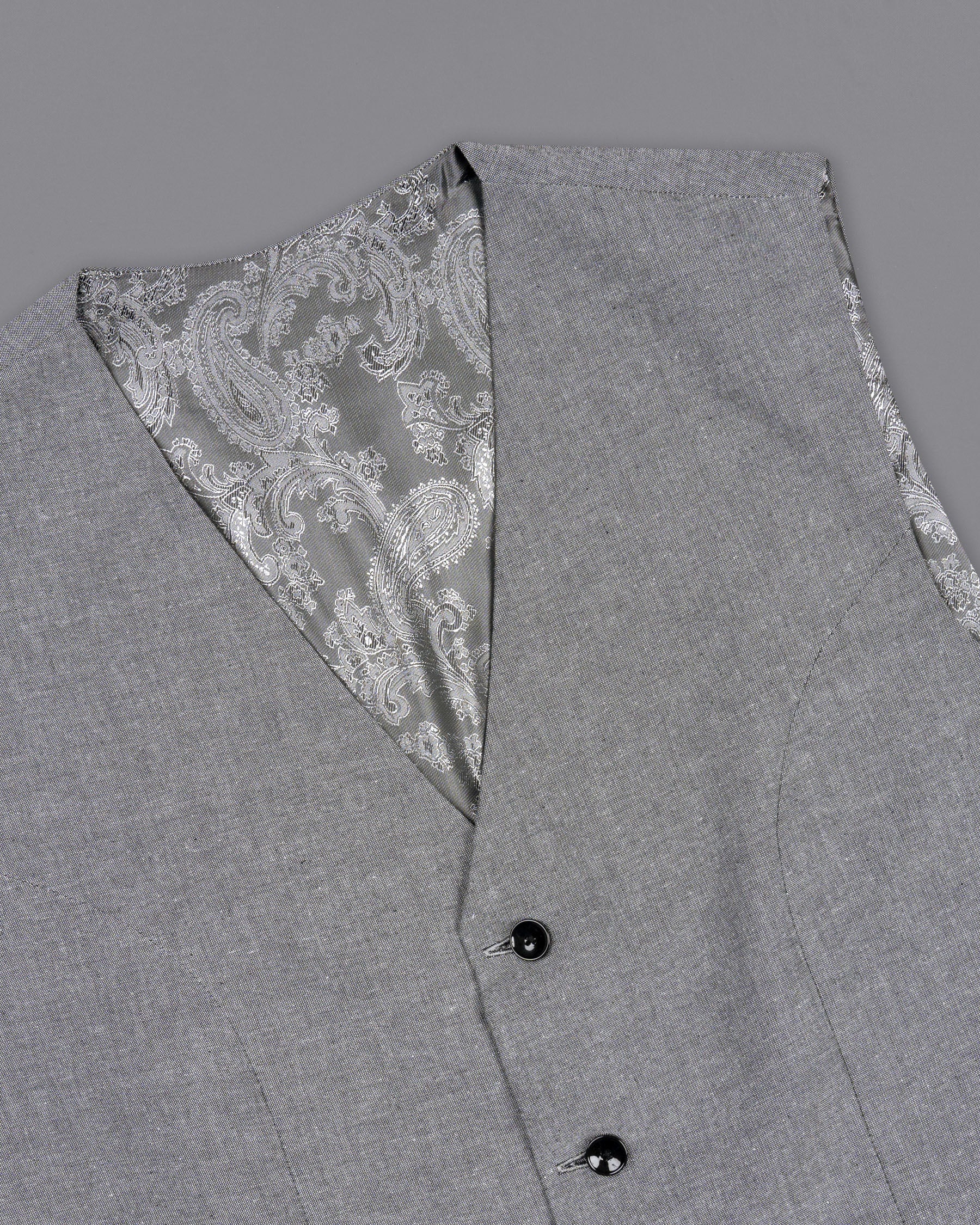 Mountain Mist Grey Luxurious Linen Waistcoat V1457-36, V1457-38, V1457-40, V1457-42, V1457-44, V1457-46, V1457-48, V1457-50, V1457-52, V1457-54, V1457-56, V1457-58, V1457-60