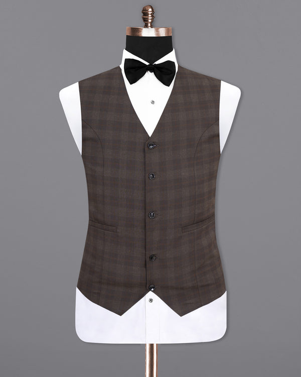 Thunder and Spice Brown Plaid Wool Rich Waistcoat V1458-36, V1458-38, V1458-40, V1458-42, V1458-44, V1458-46, V1458-48, V1458-50, V1458-52, V1458-54, V1458-56, V1458-58, V1458-60