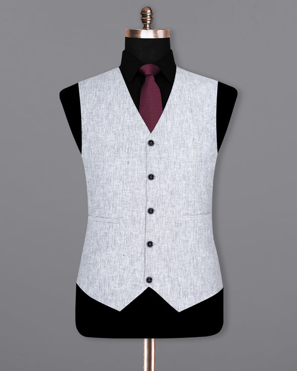 Ghost Grey Luxurious Linen Waistcoat V1472-36, V1472-38, V1472-40, V1472-42, V1472-44, V1472-46, V1472-48, V1472-50, V1472-52, V1472-54, V1472-56, V1472-58, V1472-60