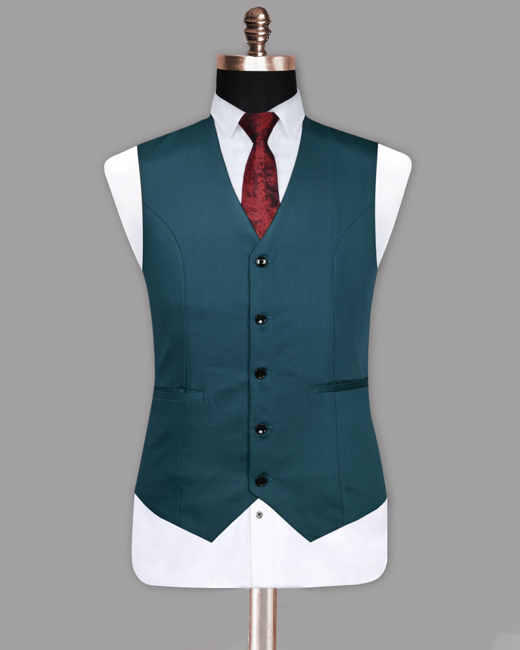 Peacock Blue Wool Blend  Waistcoat V147-36, V147-38, V147-40, V147-42, V147-44, V147-46, V147-48, V147-54, V147-58, V147-60, V147-56, V147-52, V147-50