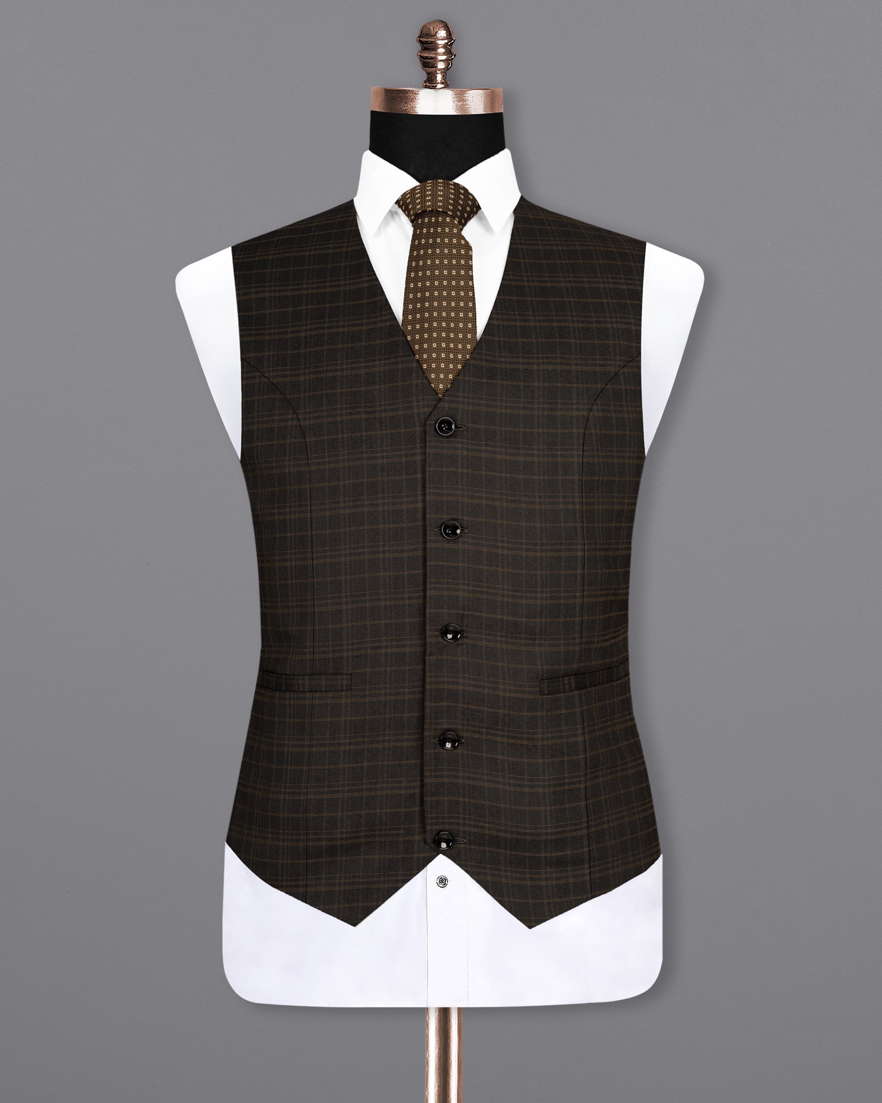 Wood Bark windowpane Wool Rich Waistcoat V1490-36, V1490-38, V1490-40, V1490-42, V1490-44, V1490-46, V1490-48, V1490-50, V1490-52, V1490-54, V1490-56, V1490-58, V1490-60