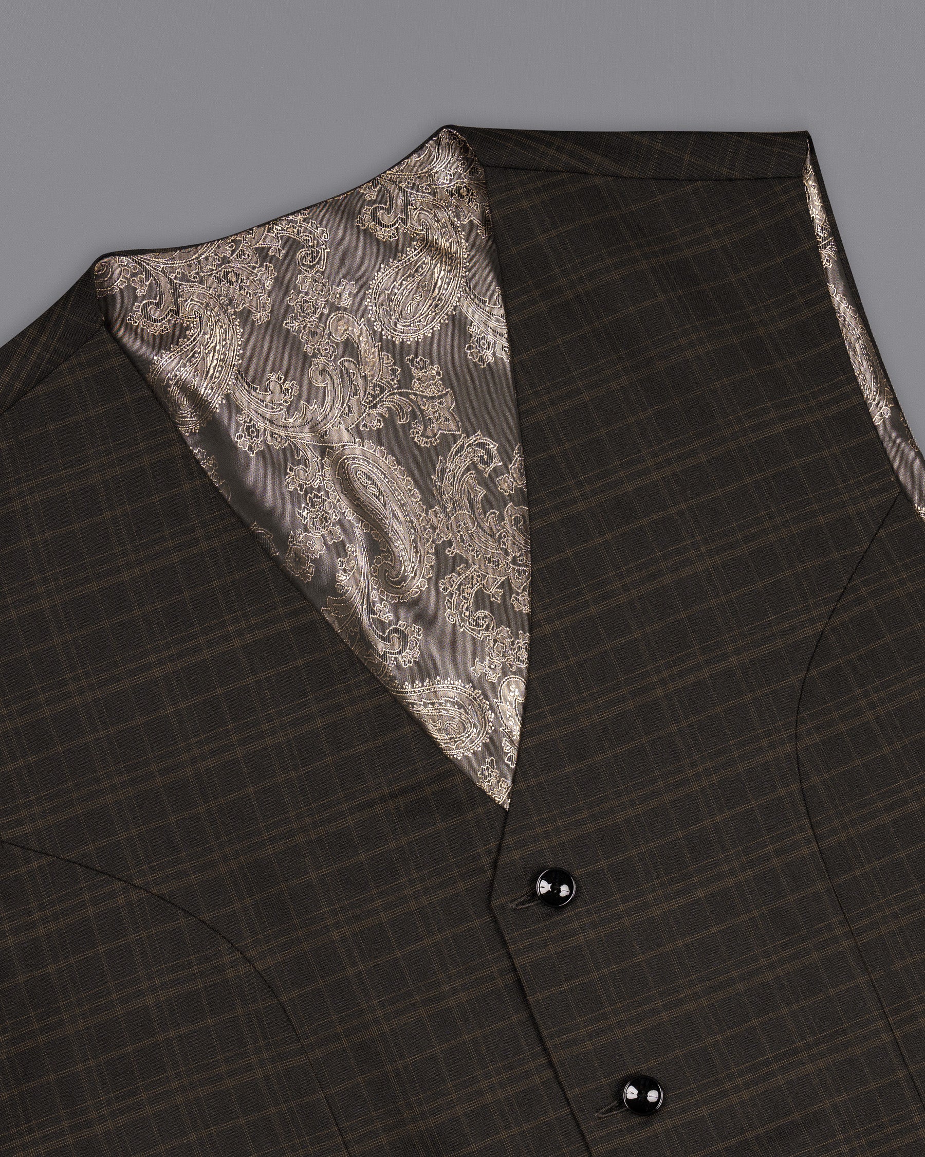 Wood Bark windowpane Wool Rich Waistcoat V1490-36, V1490-38, V1490-40, V1490-42, V1490-44, V1490-46, V1490-48, V1490-50, V1490-52, V1490-54, V1490-56, V1490-58, V1490-60