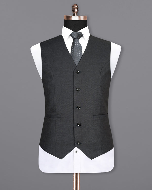 Ebony Grey Premium Cotton Waistcoat V1491-36, V1491-38, V1491-40, V1491-42, V1491-44, V1491-46, V1491-48, V1491-50, V1491-52, V1491-54, V1491-56, V1491-58, V1491-60