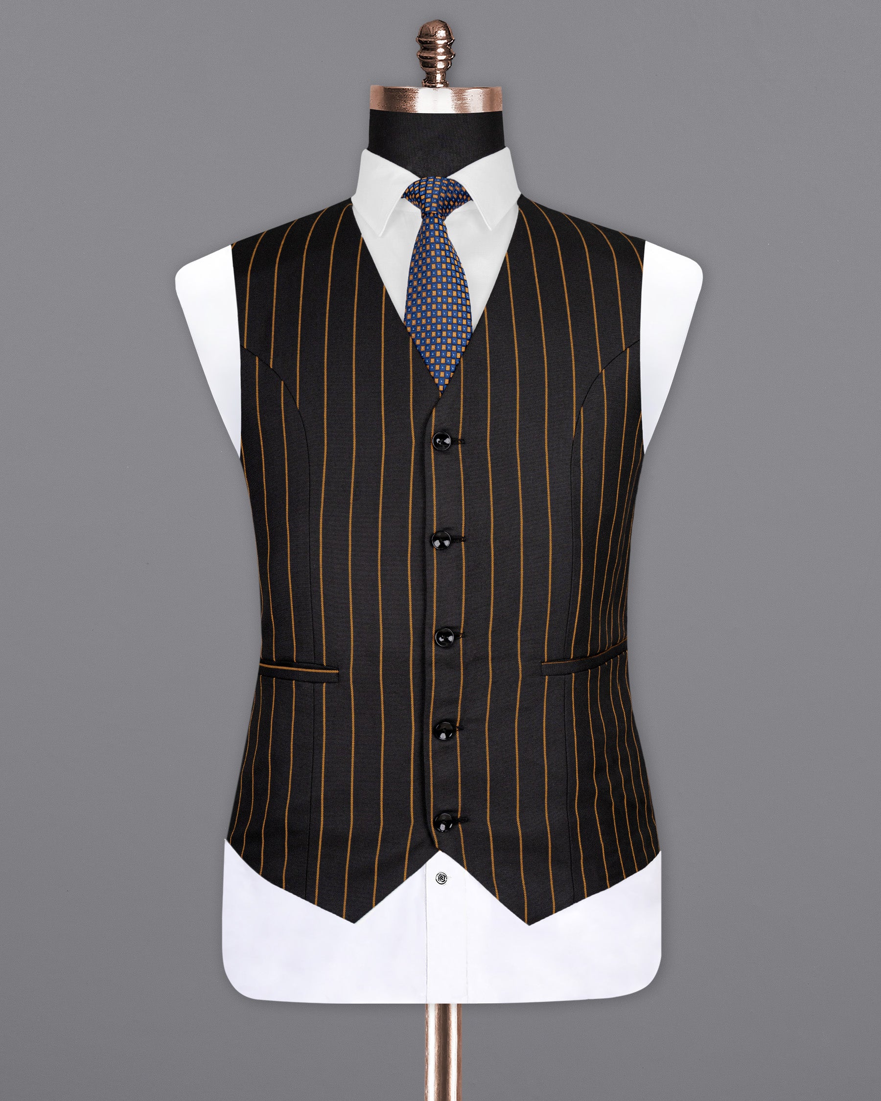 Jade Black Striped Wool Rich Waistcoat V1500-36, V1500-38, V1500-40, V1500-42, V1500-44, V1500-46, V1500-48, V1500-50, V1500-52, V1500-54, V1500-56, V1500-58, V1500-60