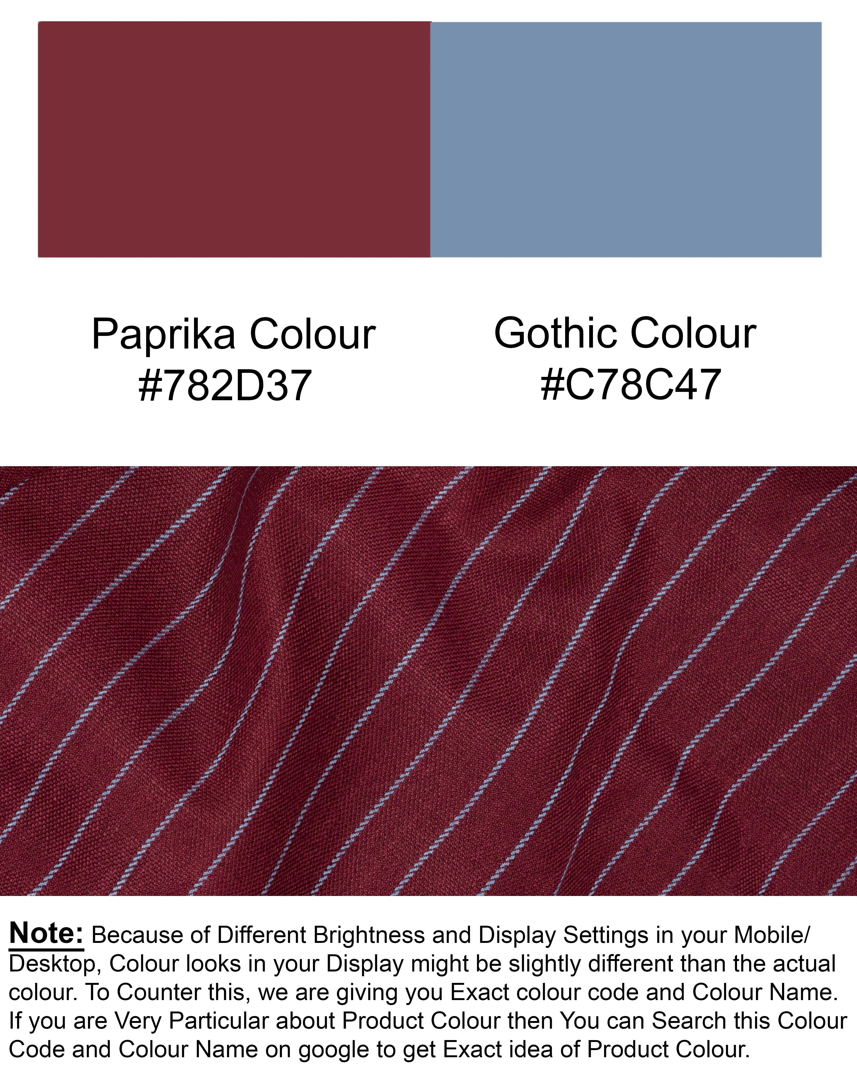 Paprika Red Striped Wool Rich Waistcoat V1501-36, V1501-38, V1501-40, V1501-42, V1501-44, V1501-46, V1501-48, V1501-50, V1501-52, V1501-54, V1501-56, V1501-58, V1501-60