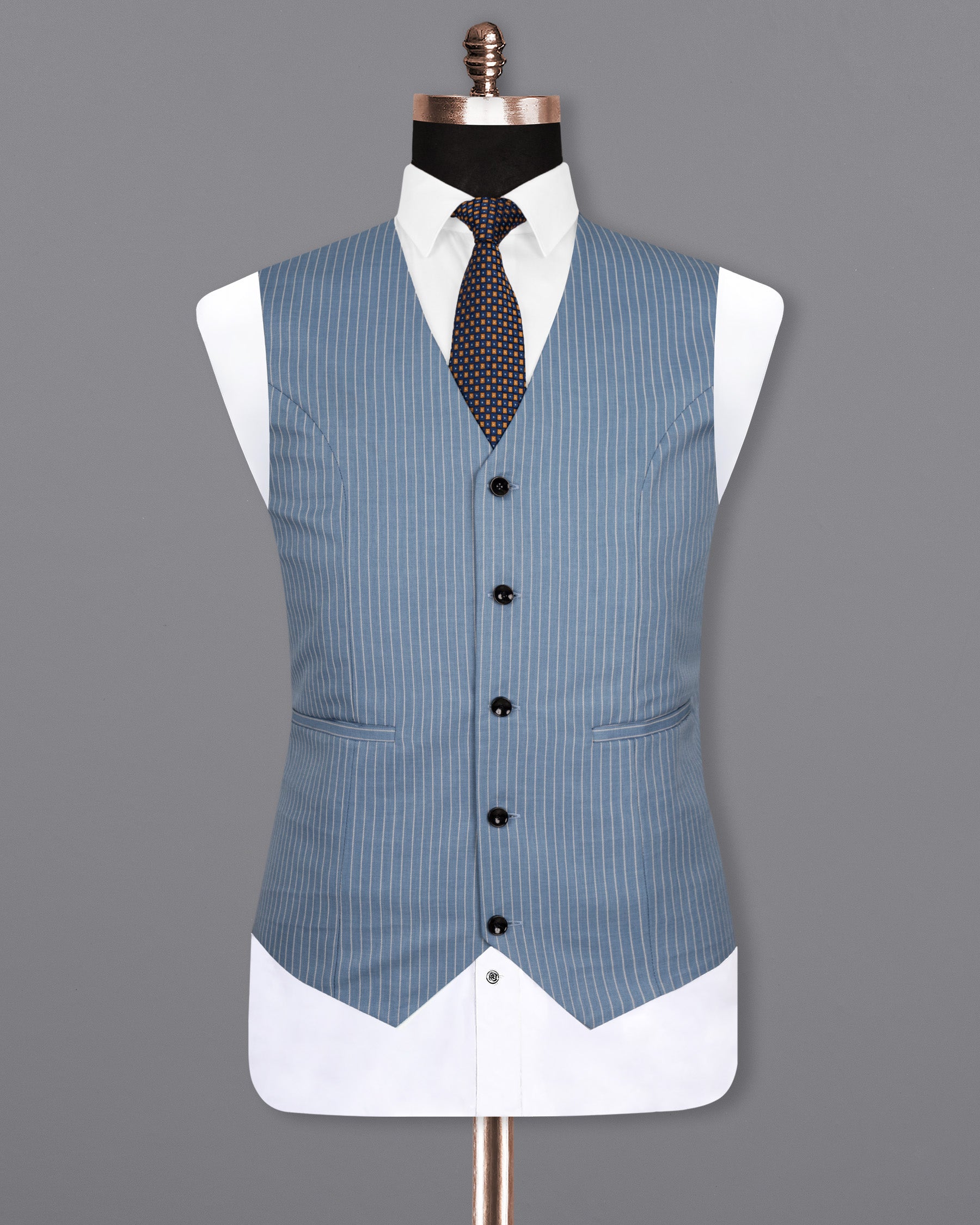 Ship Cove Blue Striped Wool Rich Waistcoat V1504-36, V1504-38, V1504-40, V1504-42, V1504-44, V1504-46, V1504-48, V1504-50, V1504-52, V1504-54, V1504-56, V1504-58, V1504-60