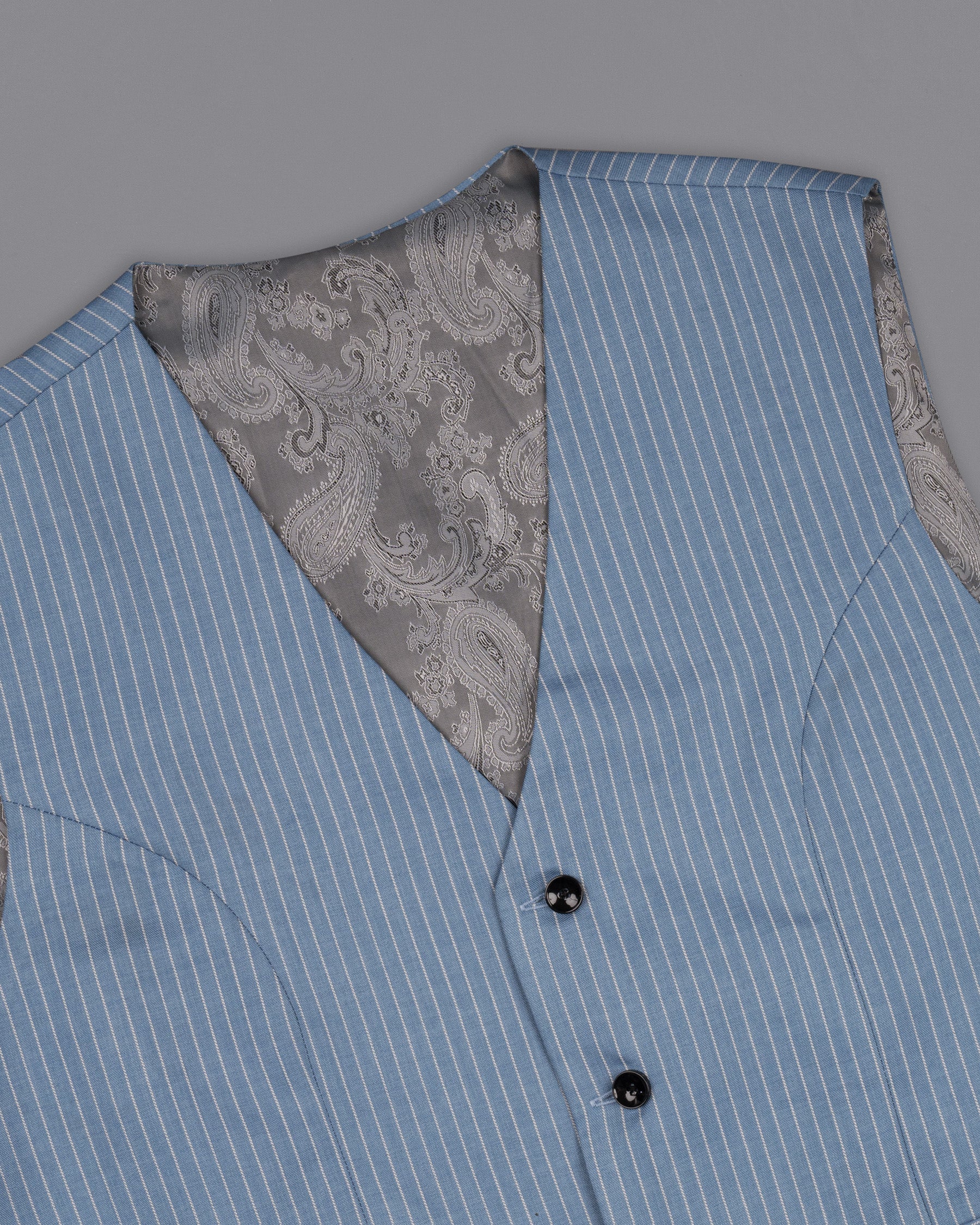 Ship Cove Blue Striped Wool Rich Waistcoat V1504-36, V1504-38, V1504-40, V1504-42, V1504-44, V1504-46, V1504-48, V1504-50, V1504-52, V1504-54, V1504-56, V1504-58, V1504-60