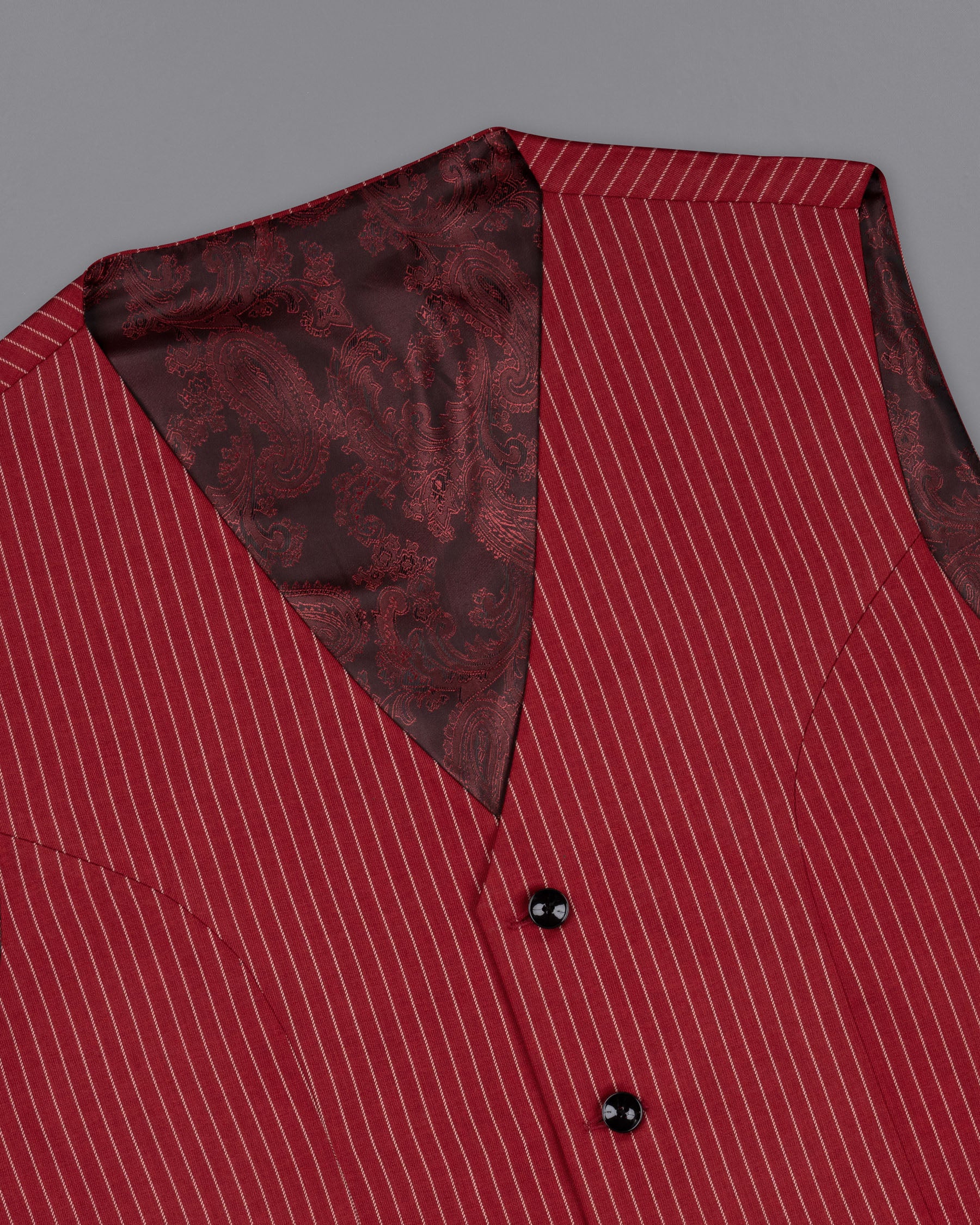 Merlot Red Striped Wool Rich Waistcoat V1506-36, V1506-38, V1506-40, V1506-42, V1506-44, V1506-46, V1506-48, V1506-50, V1506-52, V1506-54, V1506-56, V1506-58, V1506-60