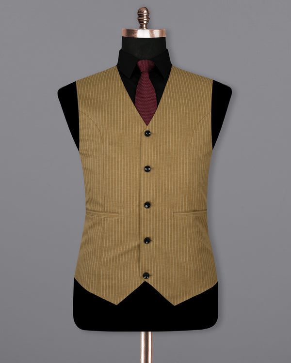 Muesli Brown Striped Wool Rich Waistcoat V1507-36, V1507-38, V1507-40, V1507-42, V1507-44, V1507-46, V1507-48, V1507-50, V1507-52, V1507-54, V1507-56, V1507-58, V1507-60