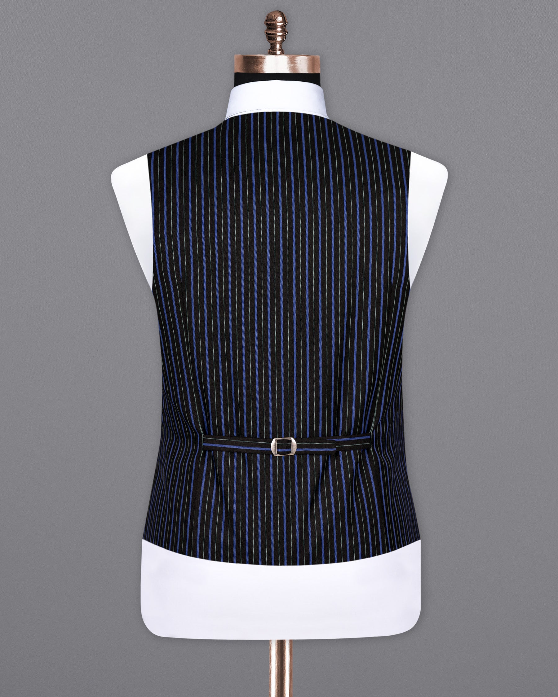 Jade Black and Mariner Blue Striped Woolrich Waistcoat V1519-36, V1519-38, V1519-40, V1519-42, V1519-44, V1519-46, V1519-48, V1519-50, V1519-52, V1519-54, V1519-56, V1519-58, V1519-60