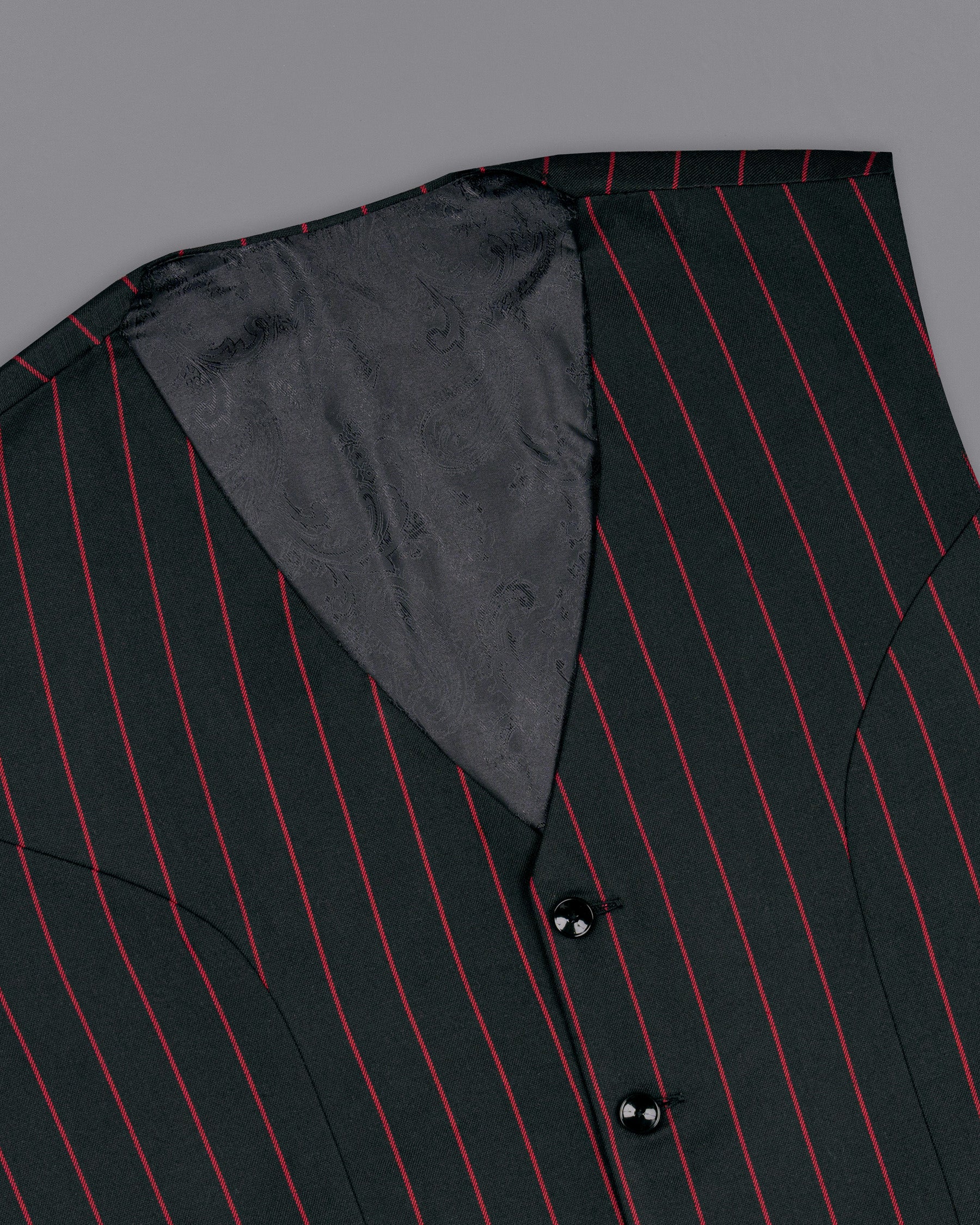 Jade Black with Red Striped Woolrich Waistcoat V1520-36, V1520-38, V1520-40, V1520-42, V1520-44, V1520-46, V1520-48, V1520-50, V1520-52, V1520-54, V1520-56, V1520-58, V1520-60